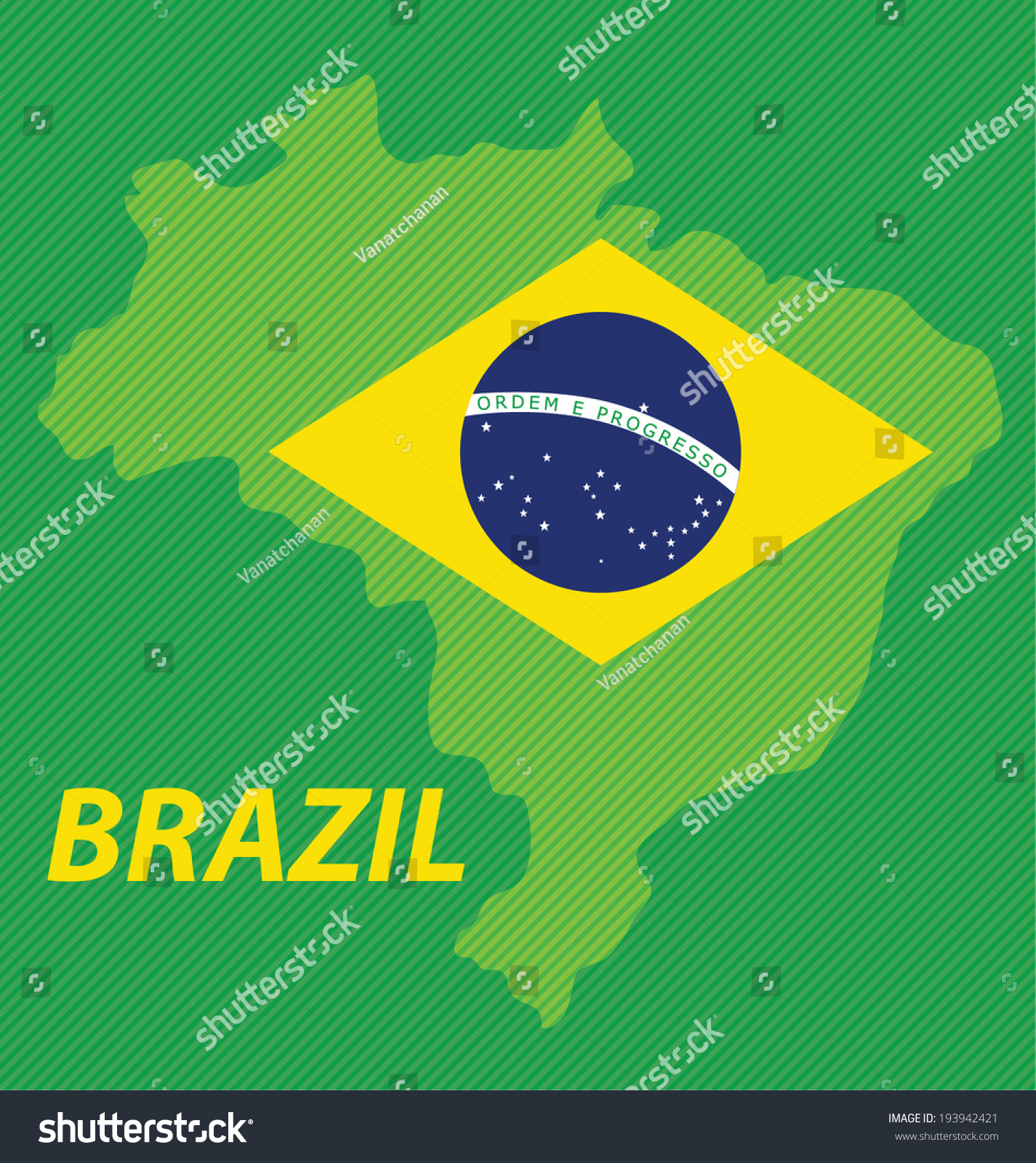 Brazil Map Flag Vector Stock Vector Royalty Free