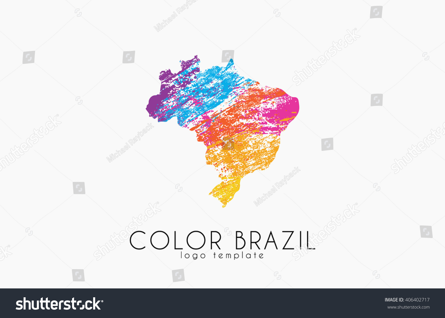 Vektor Stok Brazil Map Brazil Color Brazil Creative Tanpa Royalti