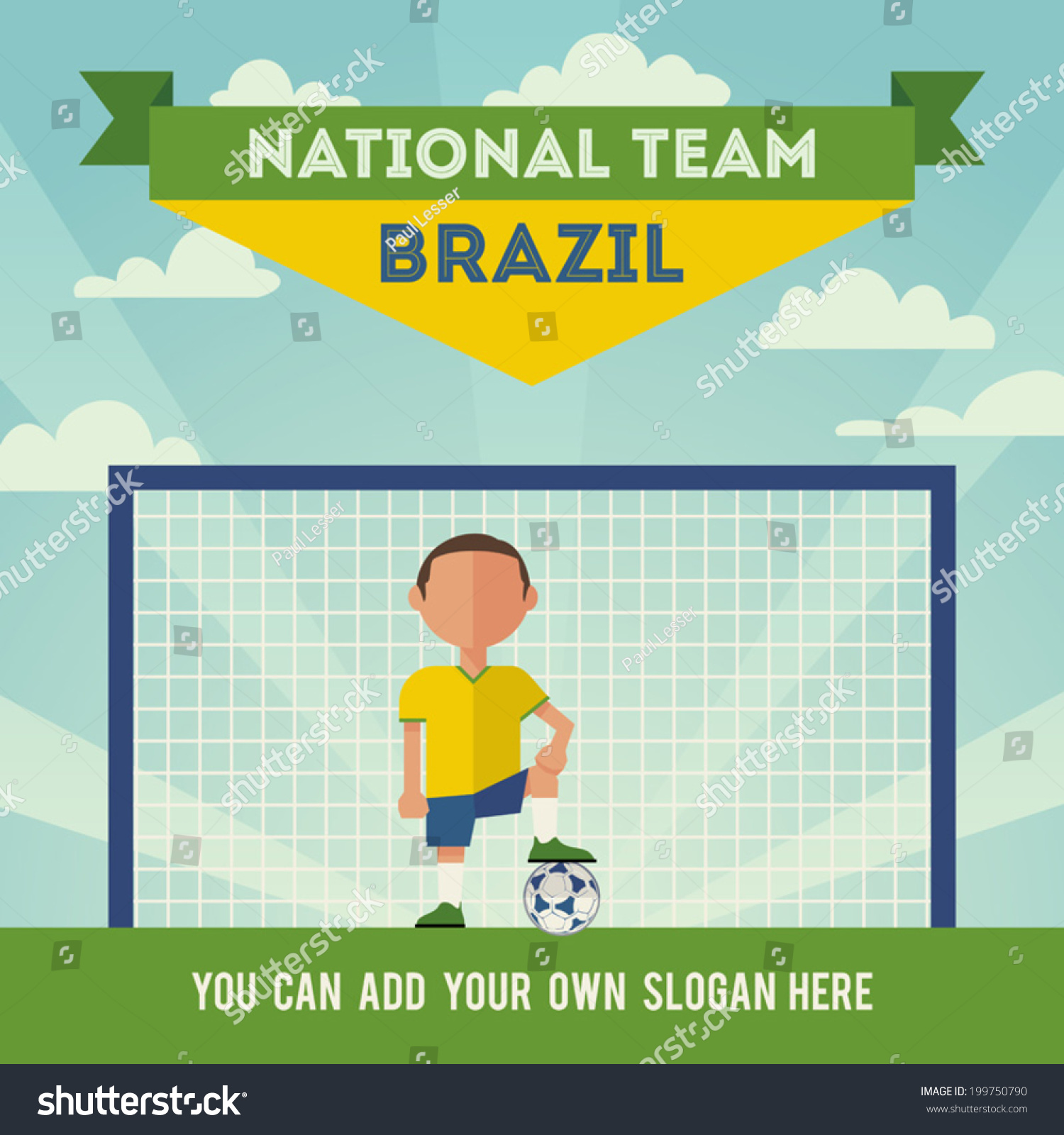 Brazil National Football Team Player Flat Stock Vector Royalty Free