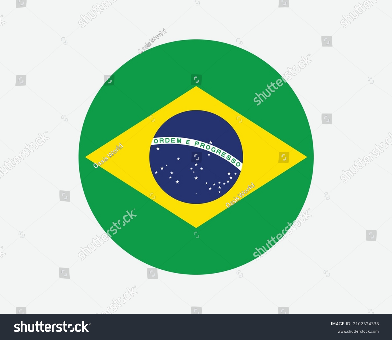 SVG of Brazil Round Country Flag. Circular Brazilian National Flag. Federative Republic of Brazil Circle Shape Button Banner. EPS Vector Illustration. svg