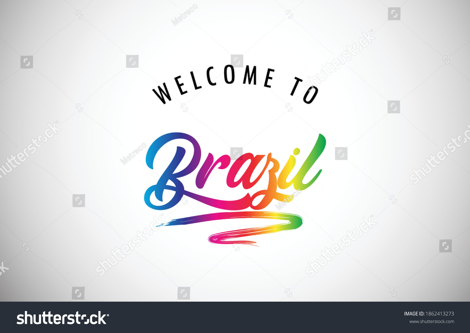 Brazil Welcome Message Beautiful Handwritten Colored Stock Vector ...