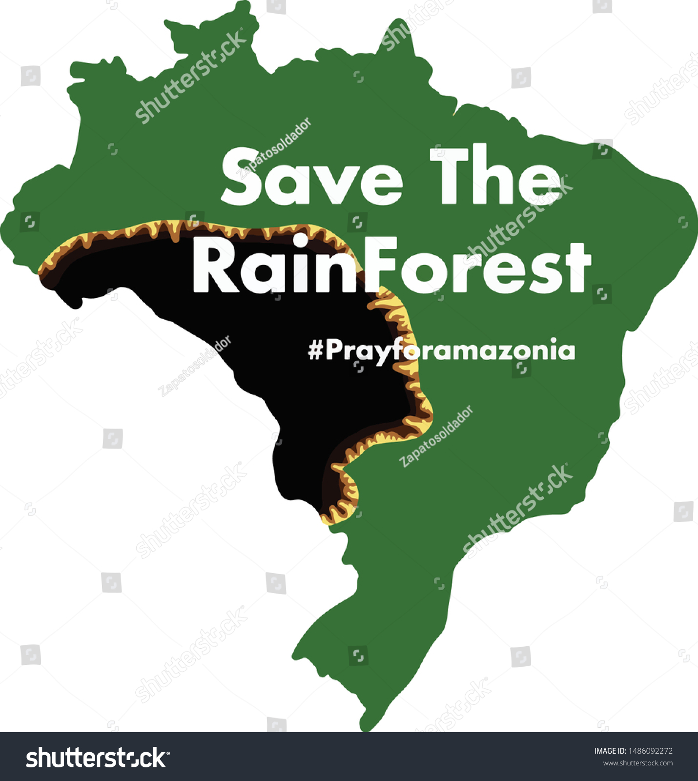 Brazilian Amazon Forest Burning Save Rainforest Stock Vector Royalty Free