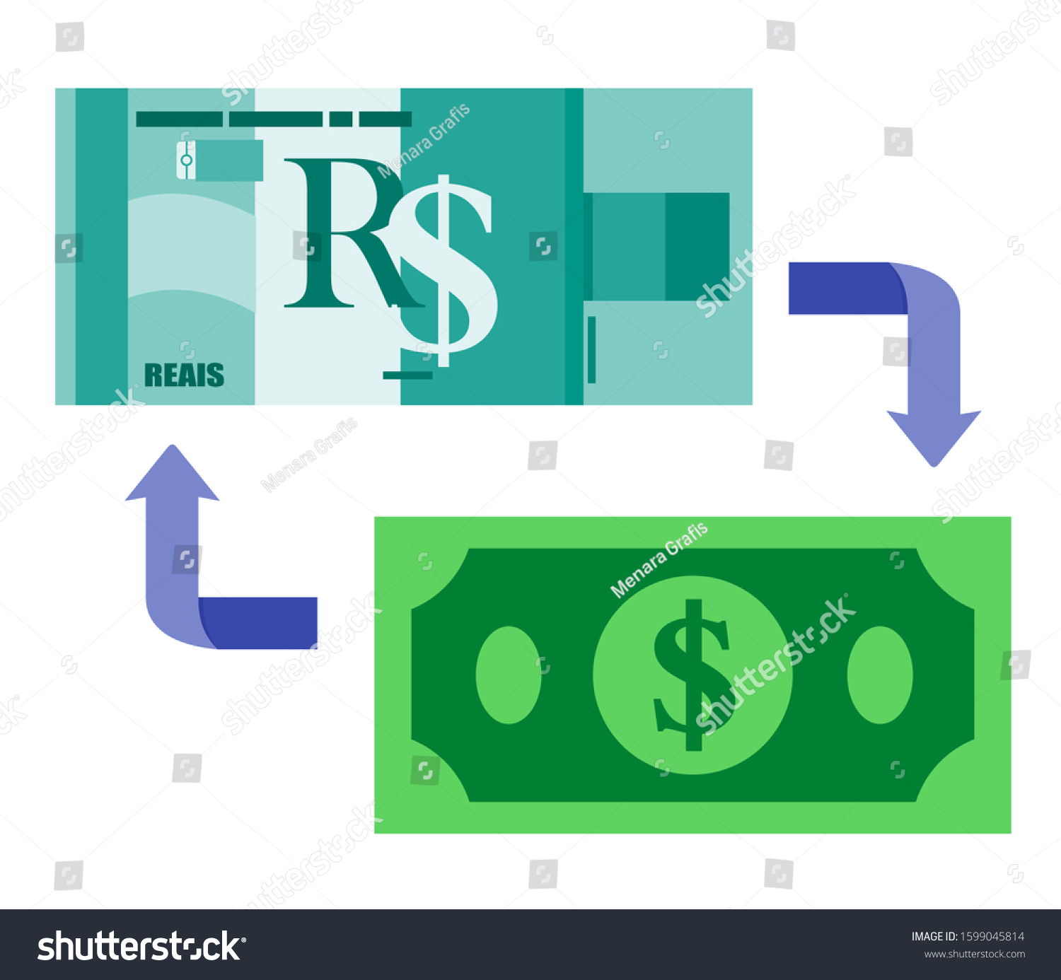 SVG of Brazilian Real BRL Exchange to US Dollar USD vector icon logo illustration design. Brazil currency, economy, finance, and business element. Can be used for web, mobile, infographic and print. svg