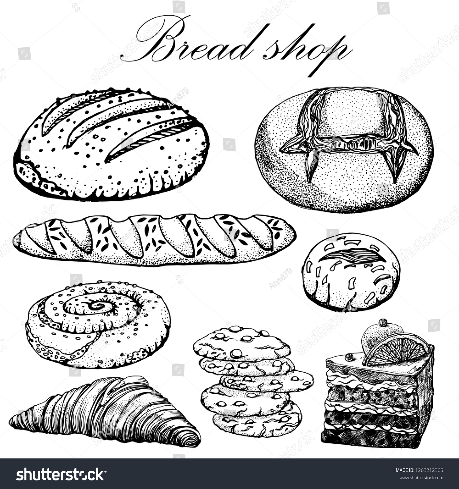 Bread Hand Drawing Vector Illustration Isolated Stock Vector Royalty Free 1263212365 9354