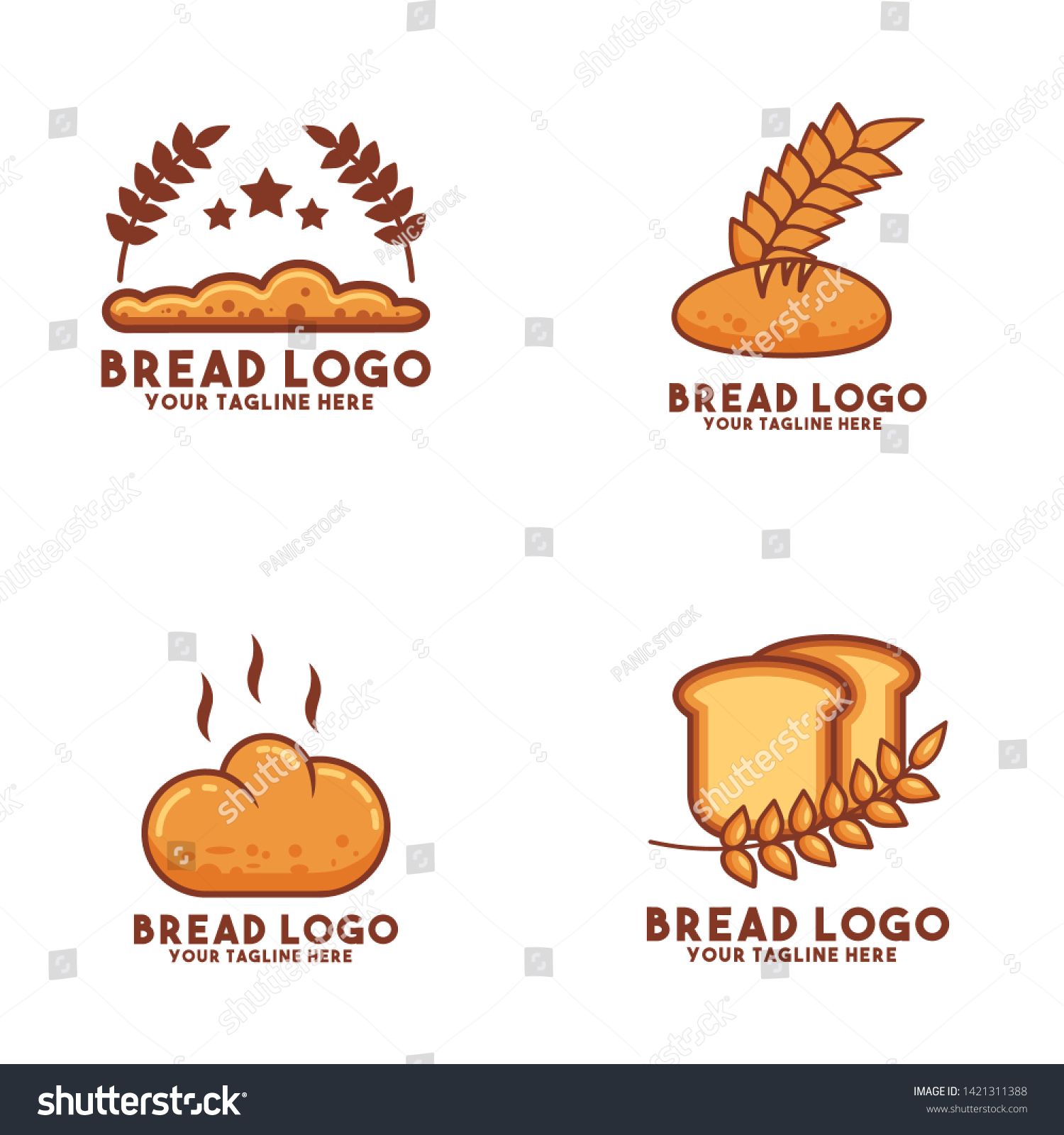 Bread Logo Design Concept Bakery Set Stock Vector Royalty Free 1421311388