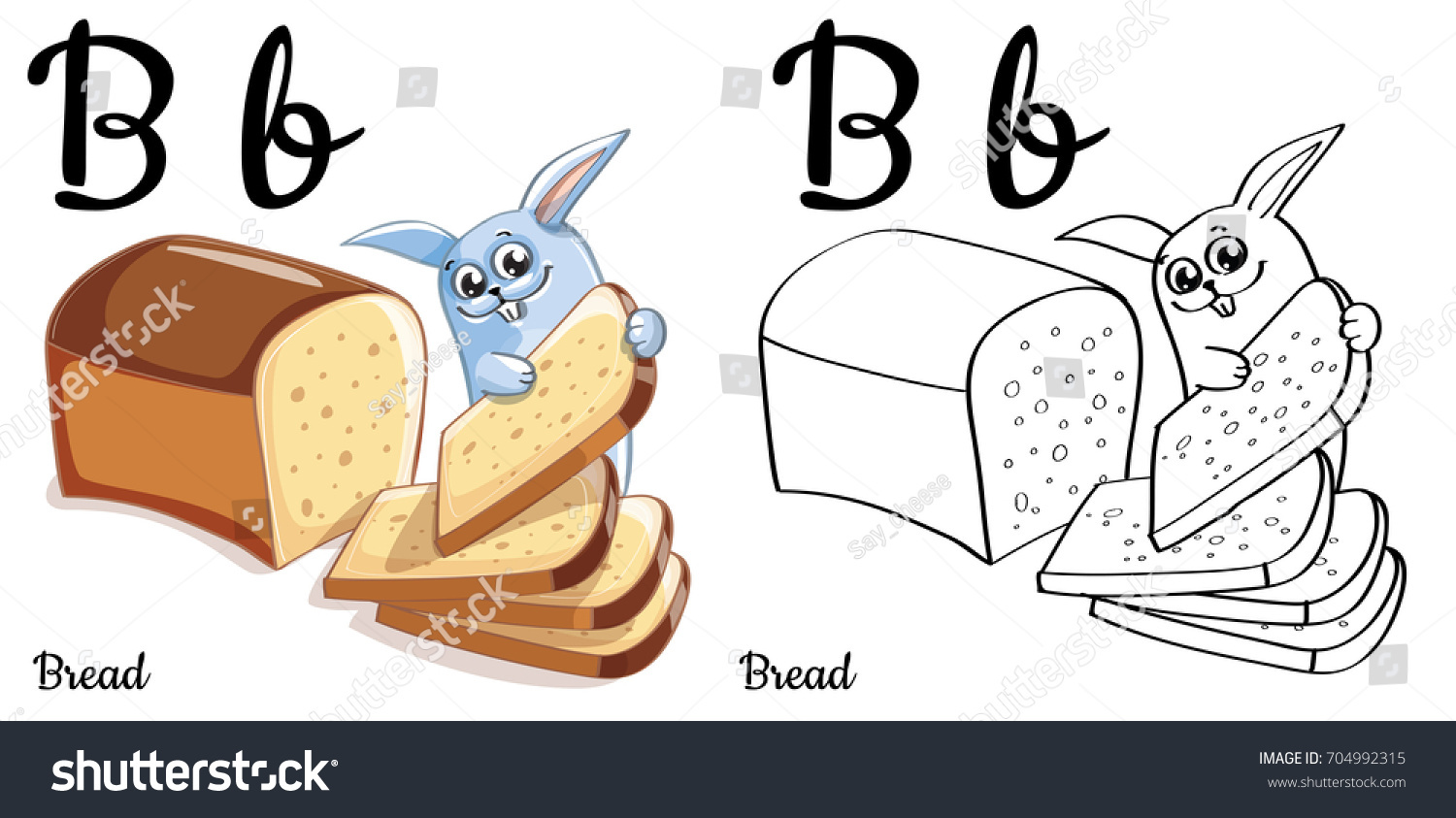 Download Bread Vector Alphabet Letter B Coloring Stock Vector Royalty Free 704992315