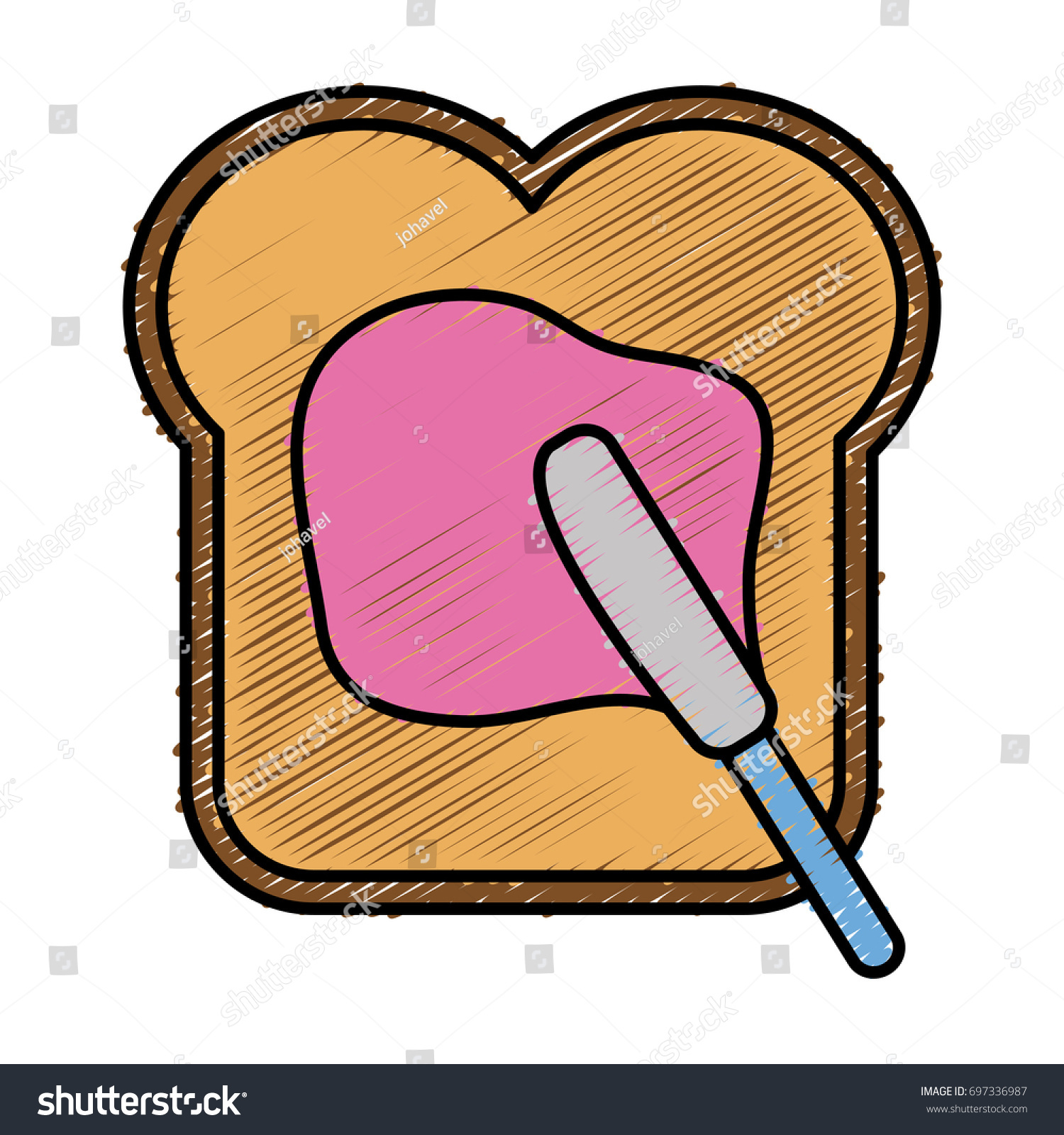 bread with pink spread and knife clip art preview