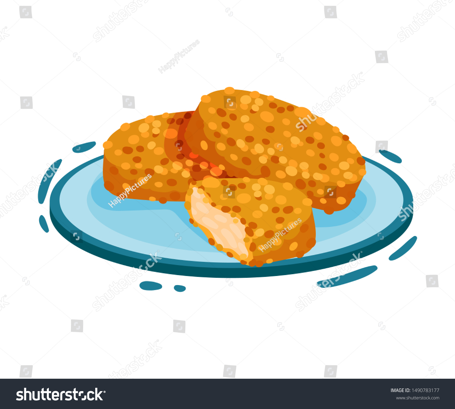 SVG of Breaded chicken meatballs. Vector illustration on a white background. svg