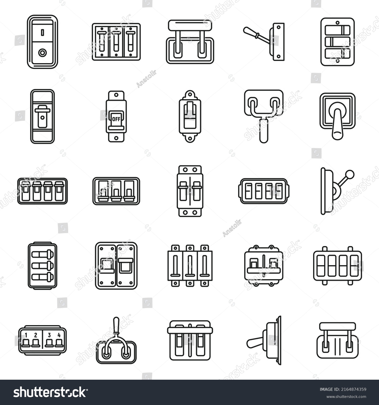 Breaker Switch Icons Set Outline Vector Stock Vector (Royalty Free ...