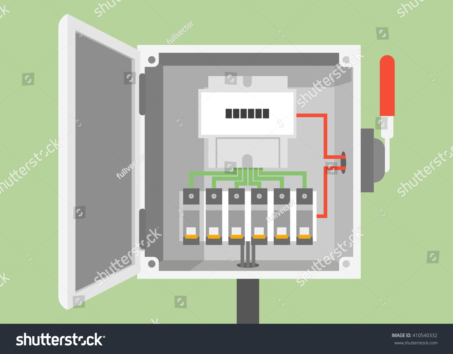 SVG of Breakers switch vector flat, fuse vector, electric box, circuit breakers, electrical panel, switch with wires, electric meter in box svg