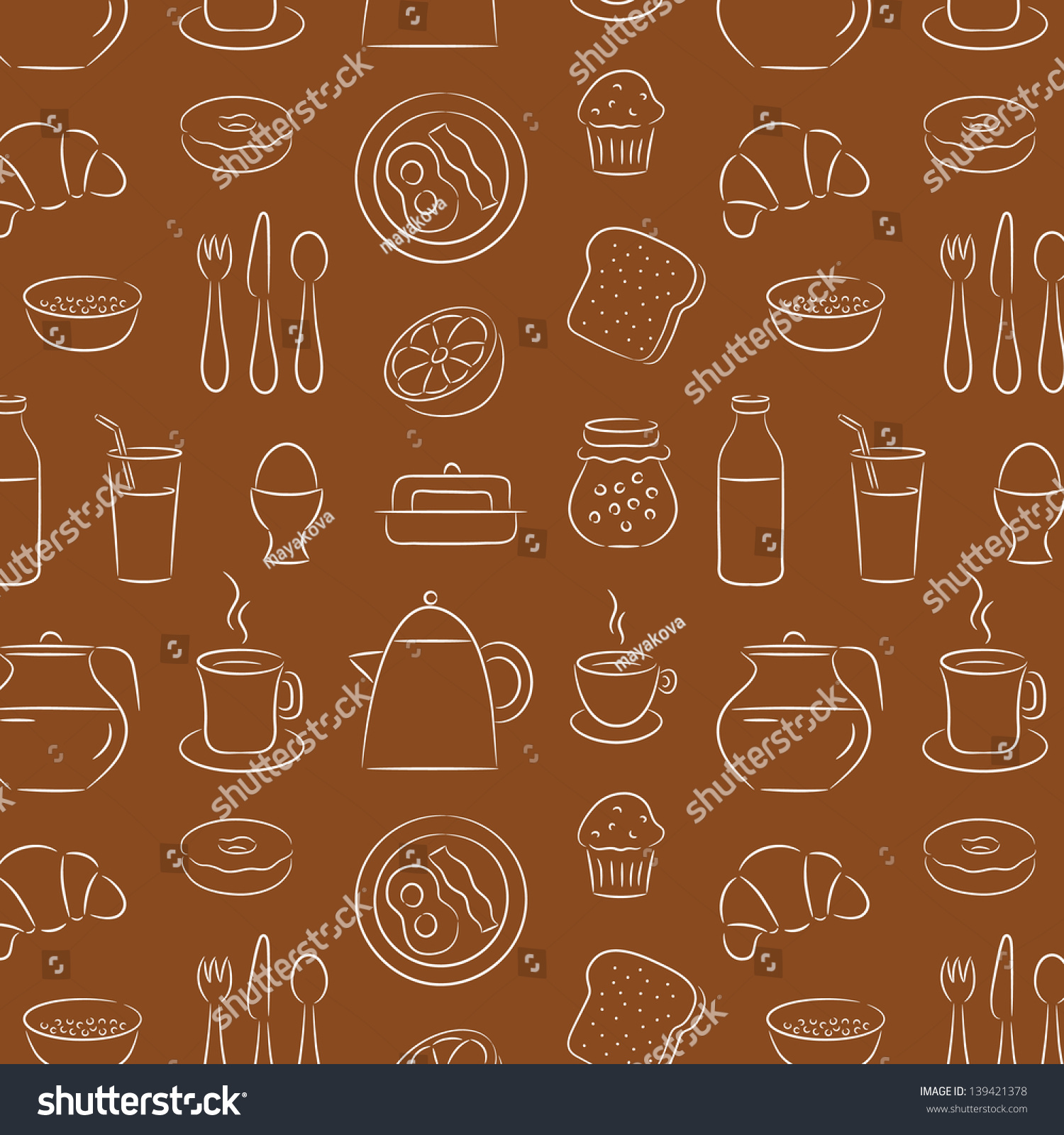 Breakfast Background Stock Vector 139421378 - Shutterstock