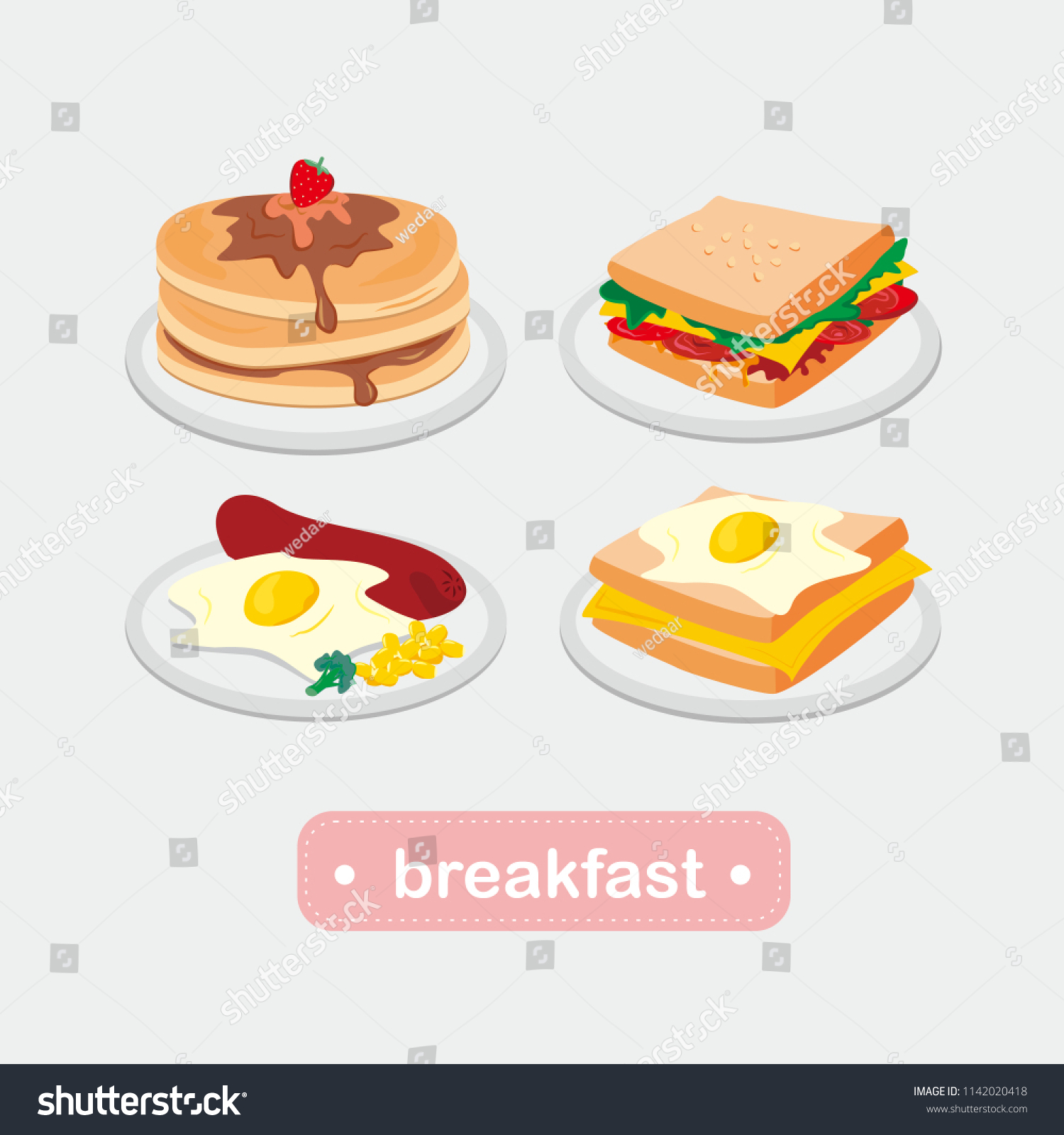 Breakfast Menu Pancake Sandwich Sausage Egg Stock Vector (Royalty Free ...