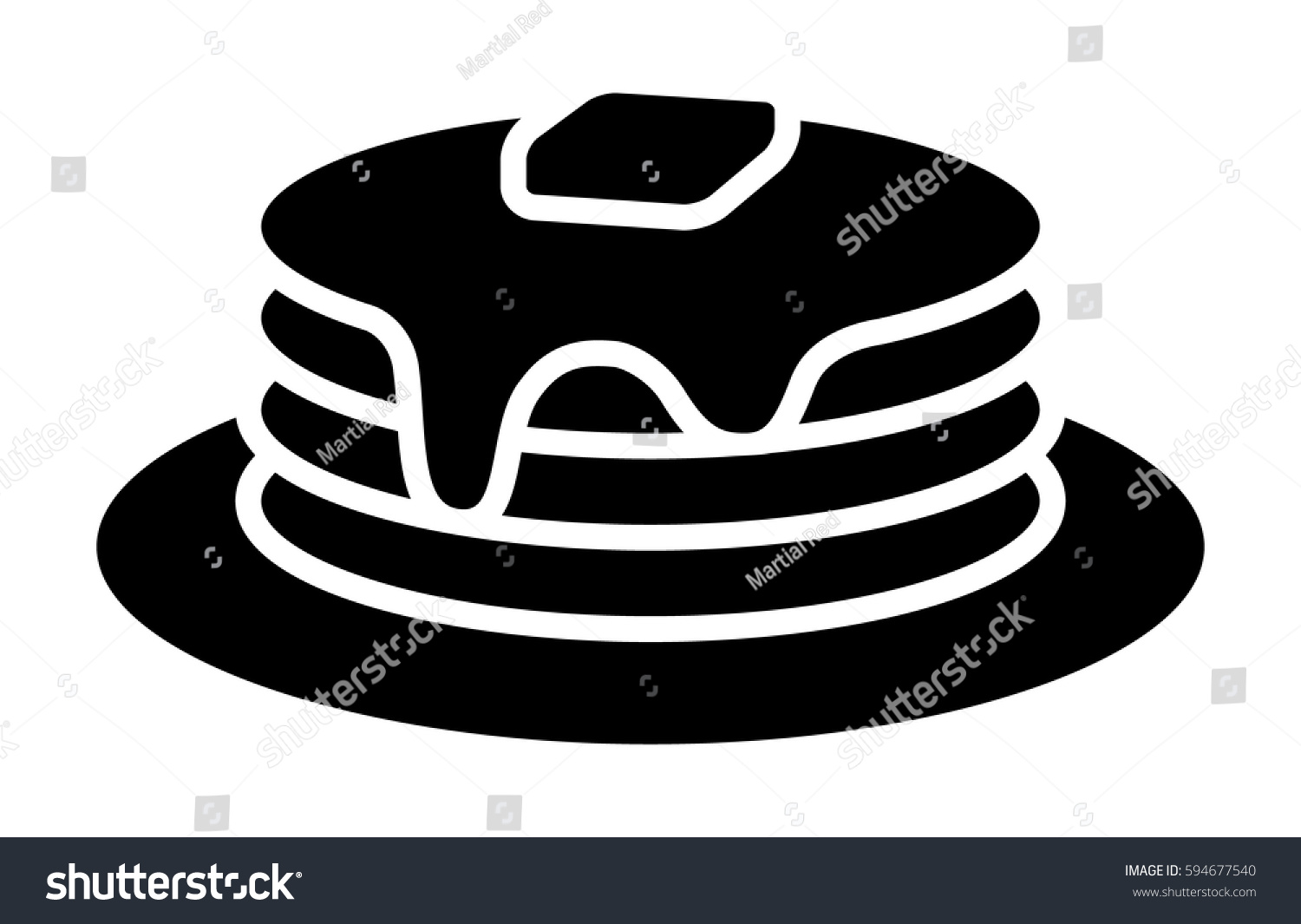 SVG of Breakfast pancakes with syrup and butter on a plate flat vector icon for food apps and websites svg