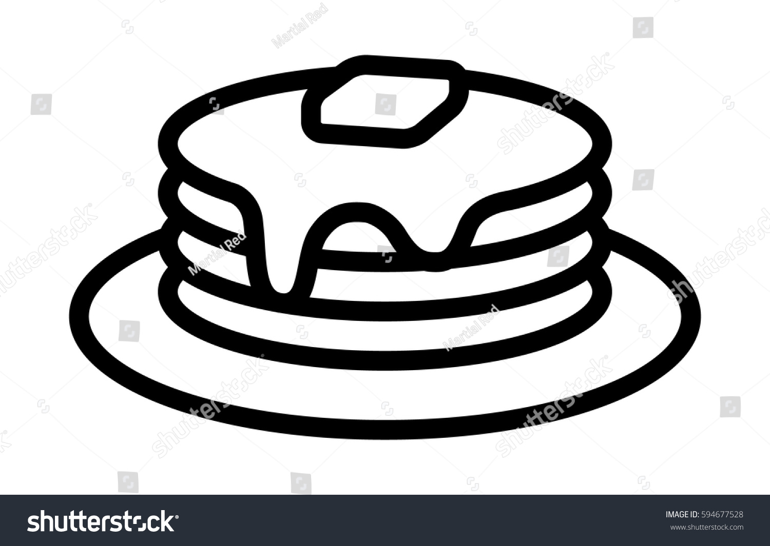 SVG of Breakfast pancakes with syrup and butter on a plate line art vector icon for food apps and websites svg