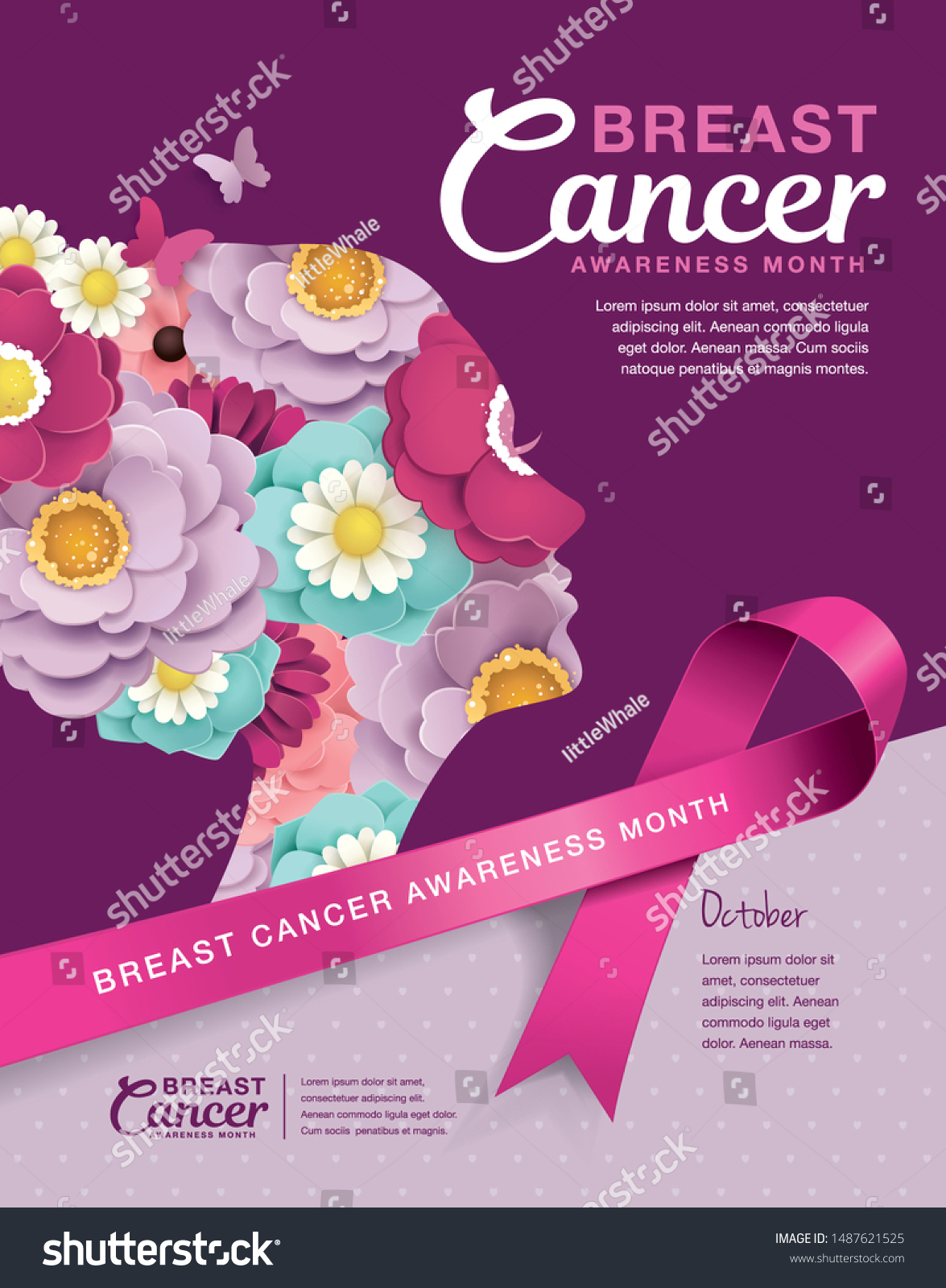 Breast Cancer Awareness Month Poster Design Stock Vector Royalty Free 1487621525