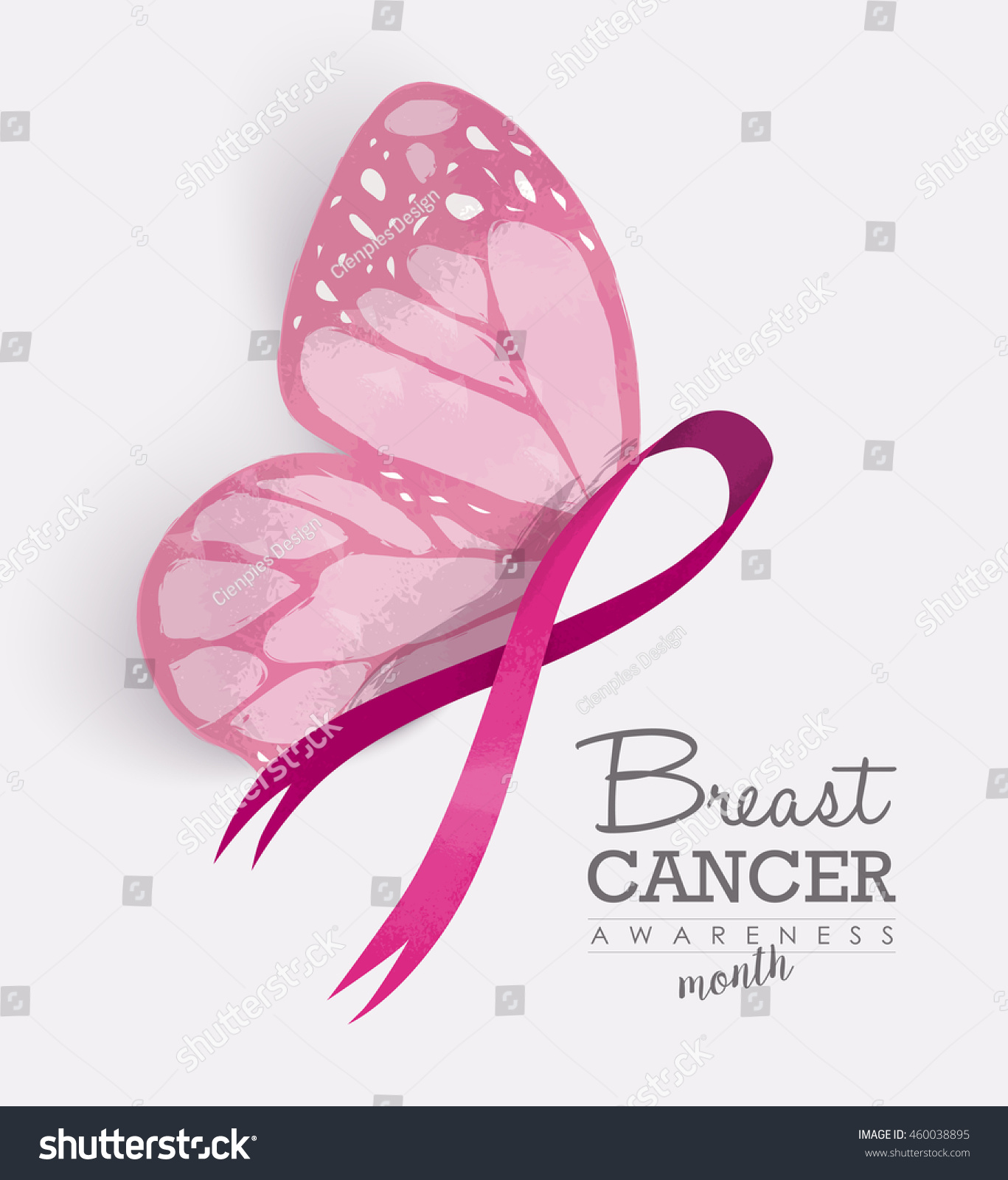 Breast Cancer Awareness Month Pink Butterfly Stock Vector ...