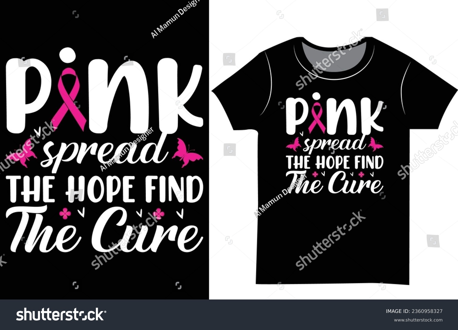 SVG of Breast Cancer Awareness SVG T-shirt design. Pink ribbon vector design. svg