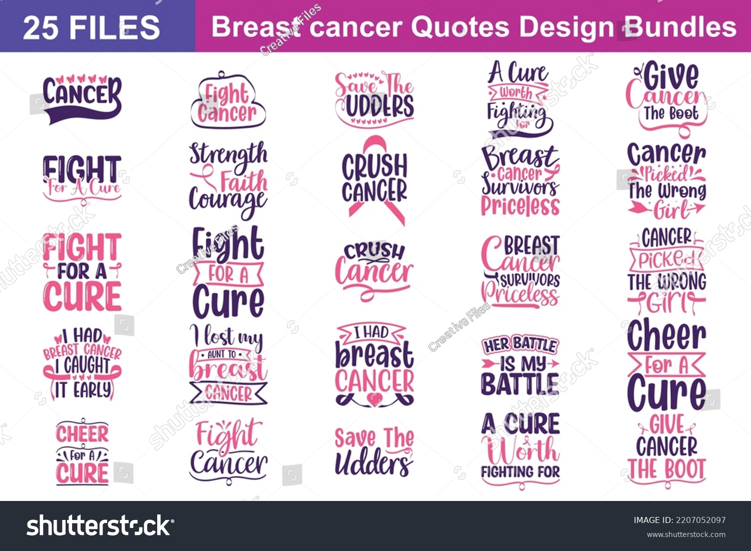 SVG of Breast Cancer Quotes svg Bundle. Quotes about Breast Cancer, Breast Cancer cut files Bundle of 25 svg eps Files for Cutting Machines Cameo Cricut, Breast Cancer Quotes svg