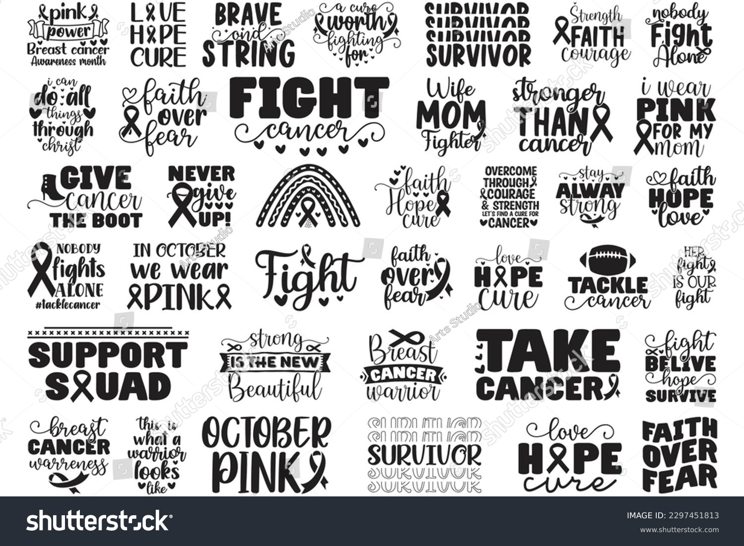 SVG of Breast Cancer SVG And T-shirt Design Bundle, Breast Cancer SVG Quotes Design t shirt Bundle, Vector EPS Editable Files, can you download this Design Bundle.. svg