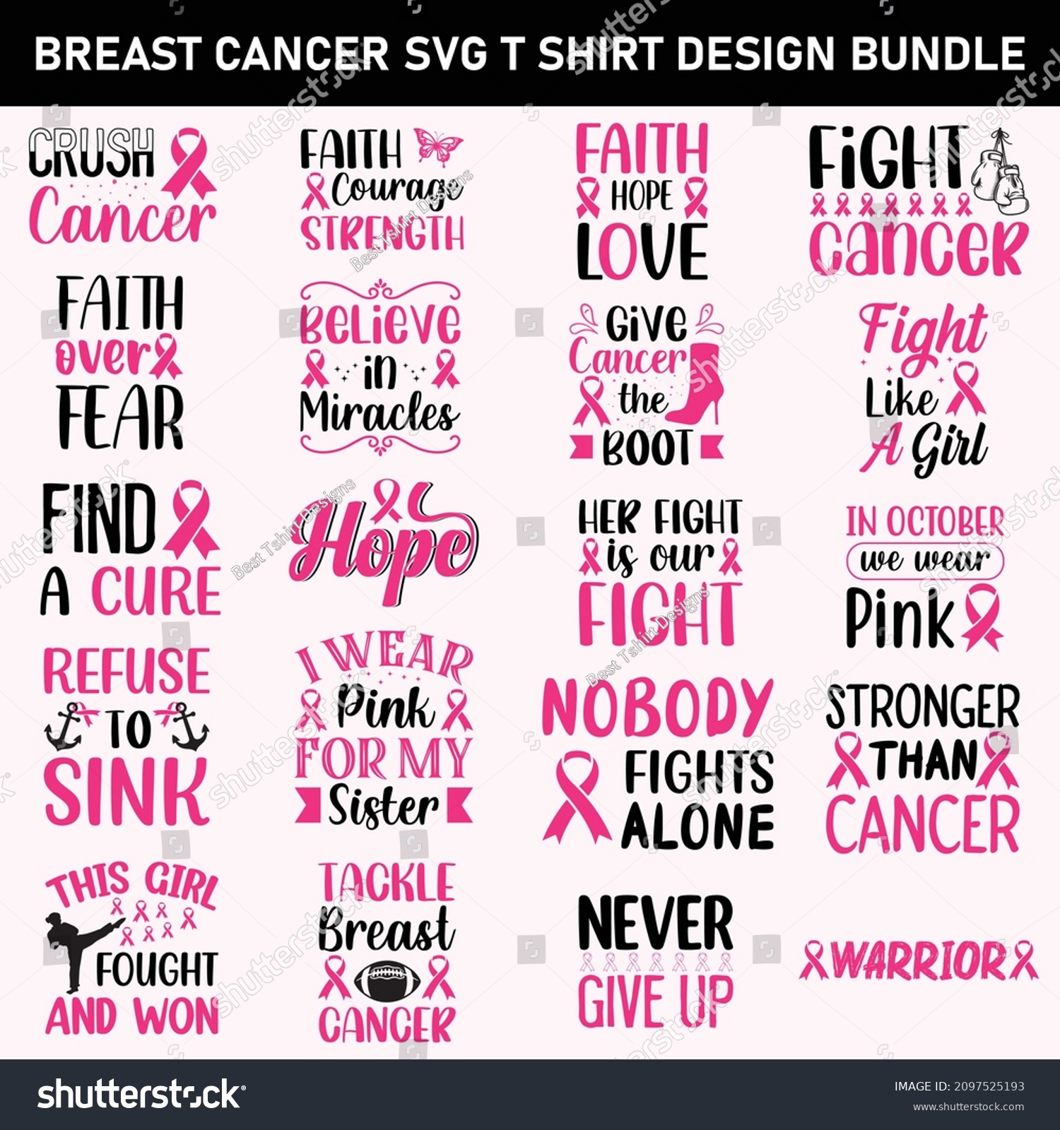 SVG of Breast Cancer SVG T Shirt Design Bundle Breast Cancer Quotes svg