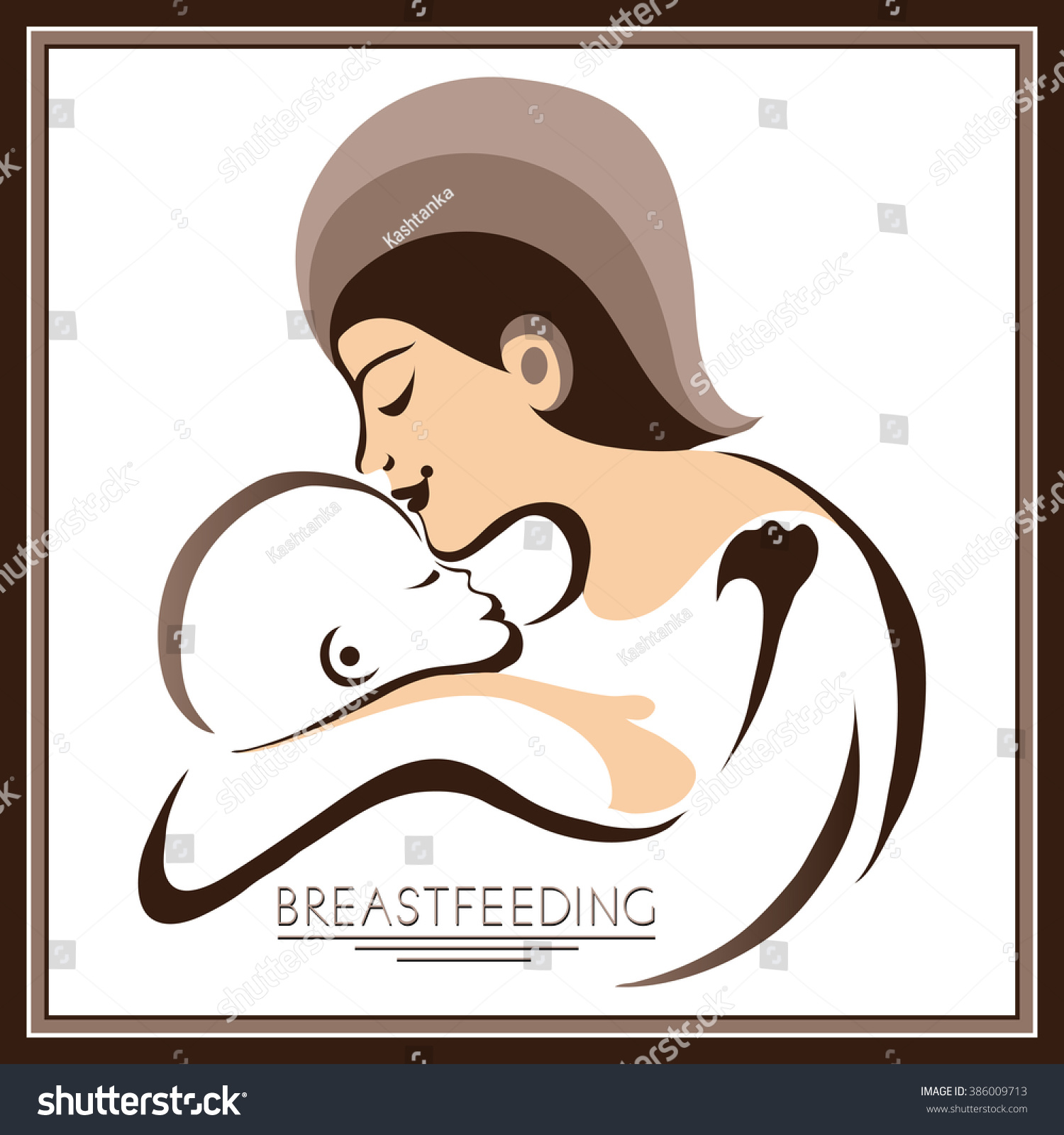 Breastfeeding Symbol. Woman Feeding Baby. Mother And Child. Concept Of ...