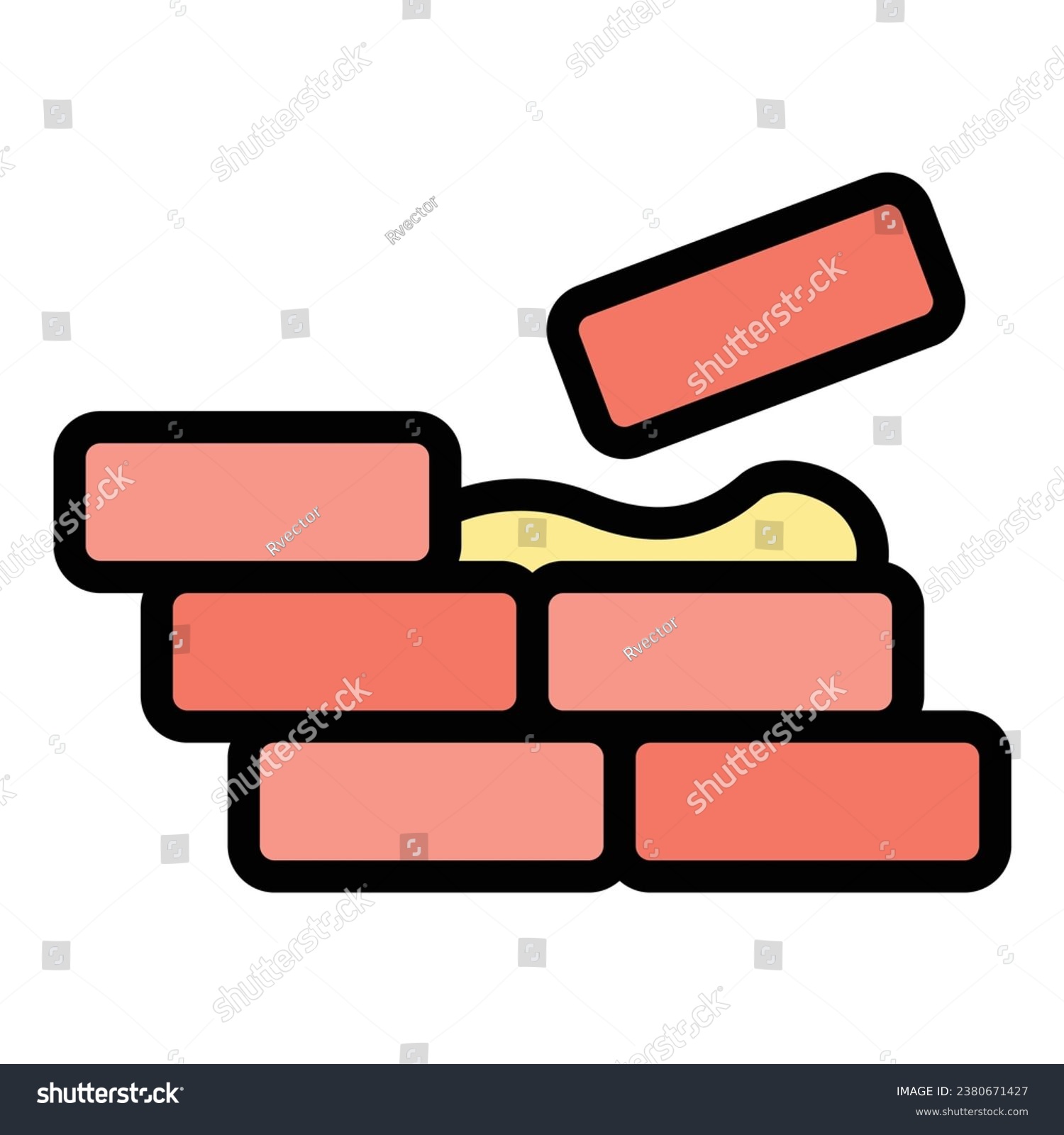 SVG of Brick concrete wall icon outline vector. Cement mixer. Truck machine color flat svg