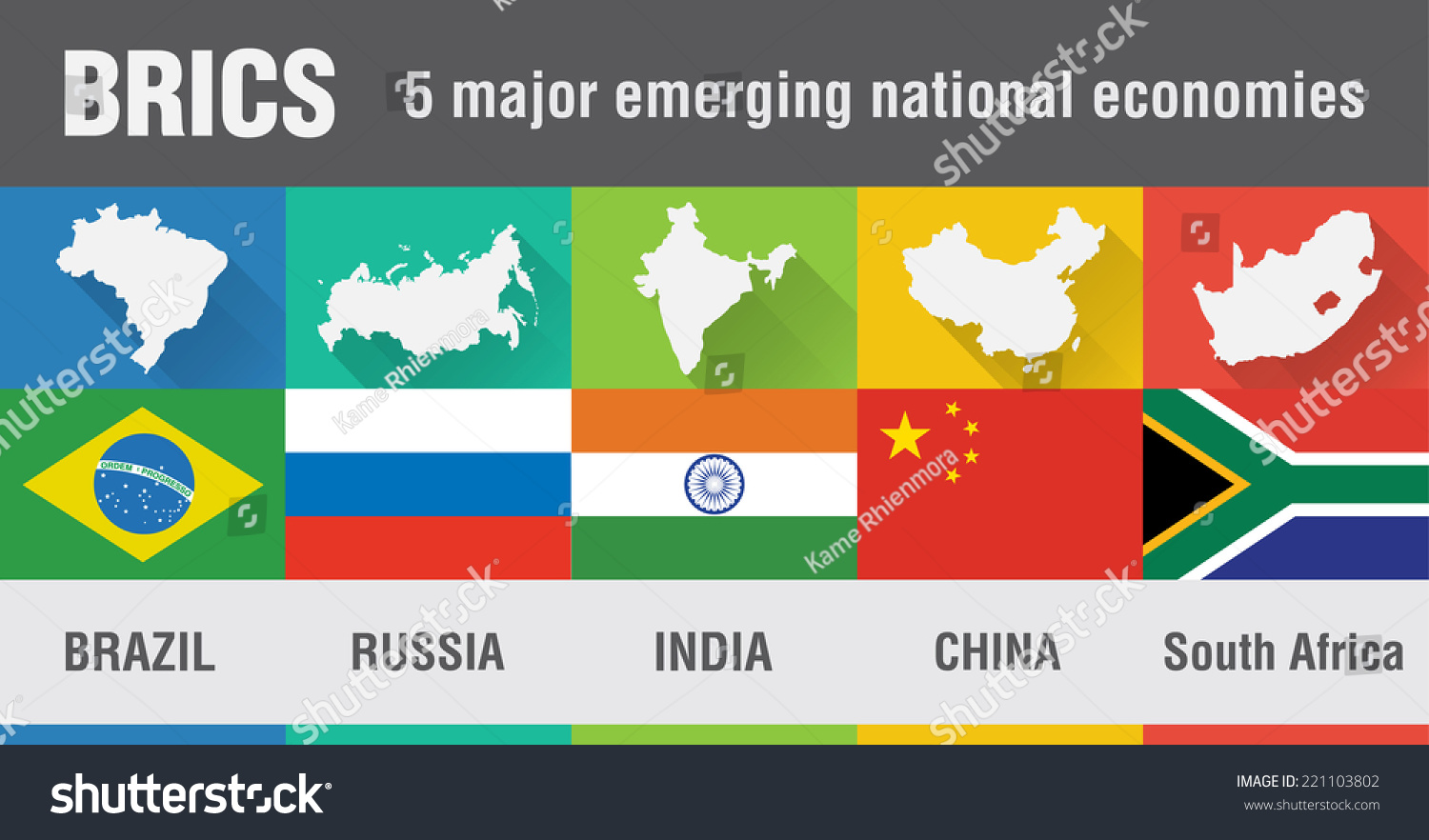 Brics Brazil Russia India China South Stock Vector (Royalty Free) 221103802