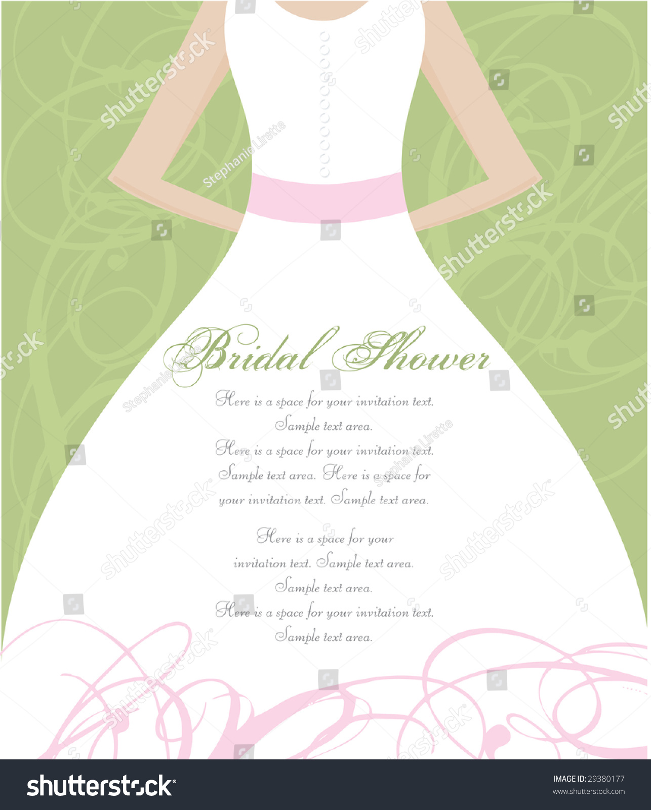 Floral Stripe Bridal Shower Invitations By Basic Invites