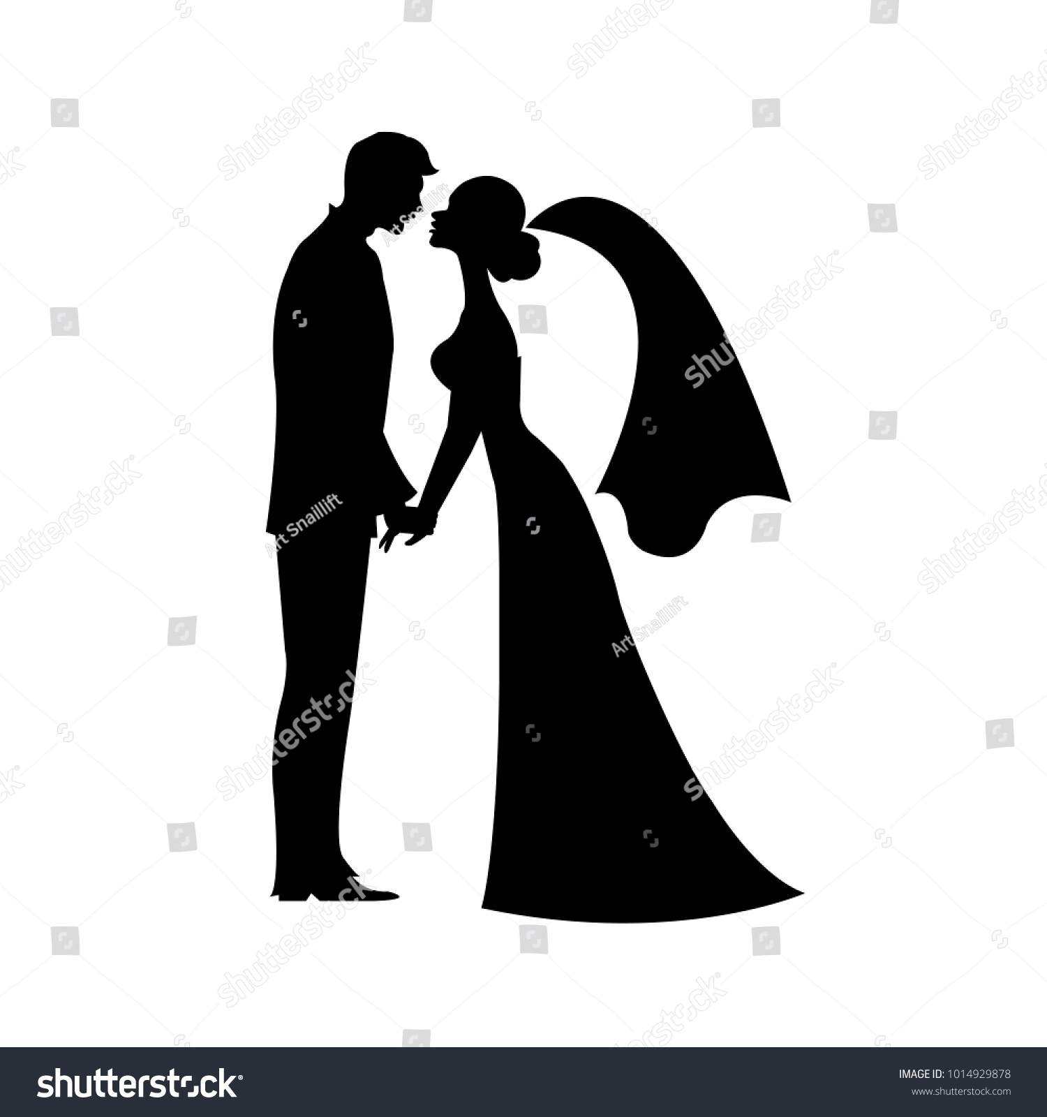 Bride Groom Silhouette Illustration Stock Vector (Royalty Free) 1014929878