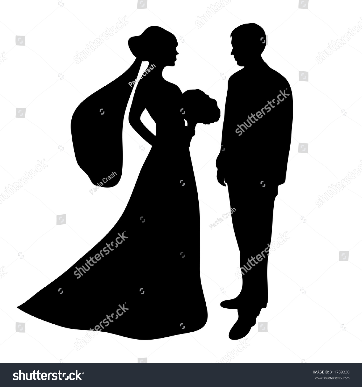 Bride Groom Silhouette On White Background Stock Vector (Royalty Free ...