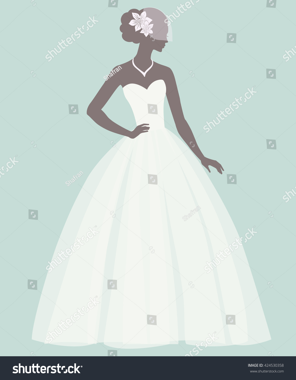 Bride Wedding Dress Vector Illustration Greeting Stock Vector (Royalty