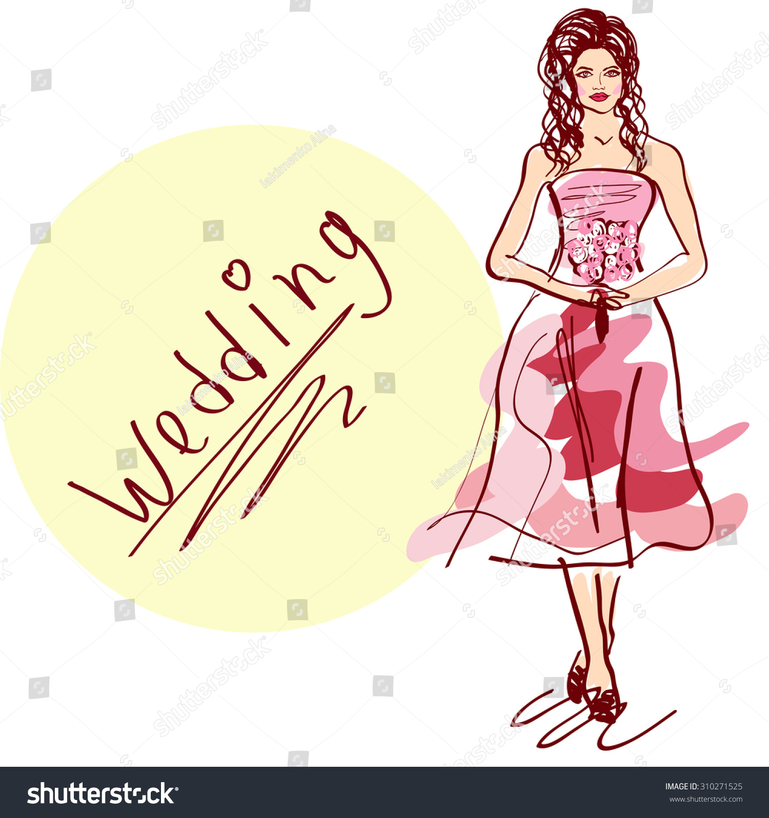 Bride Wedding Dress Vector Sketch Stock Vector Royalty Free 310271525 8801