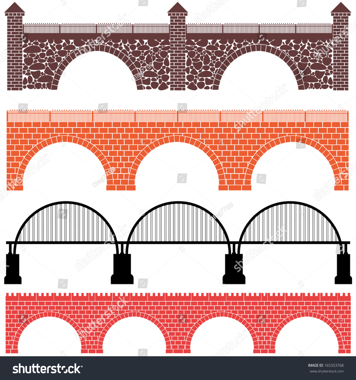 Bridge Set Isolated Bridges On White Stock Vector (Royalty Free