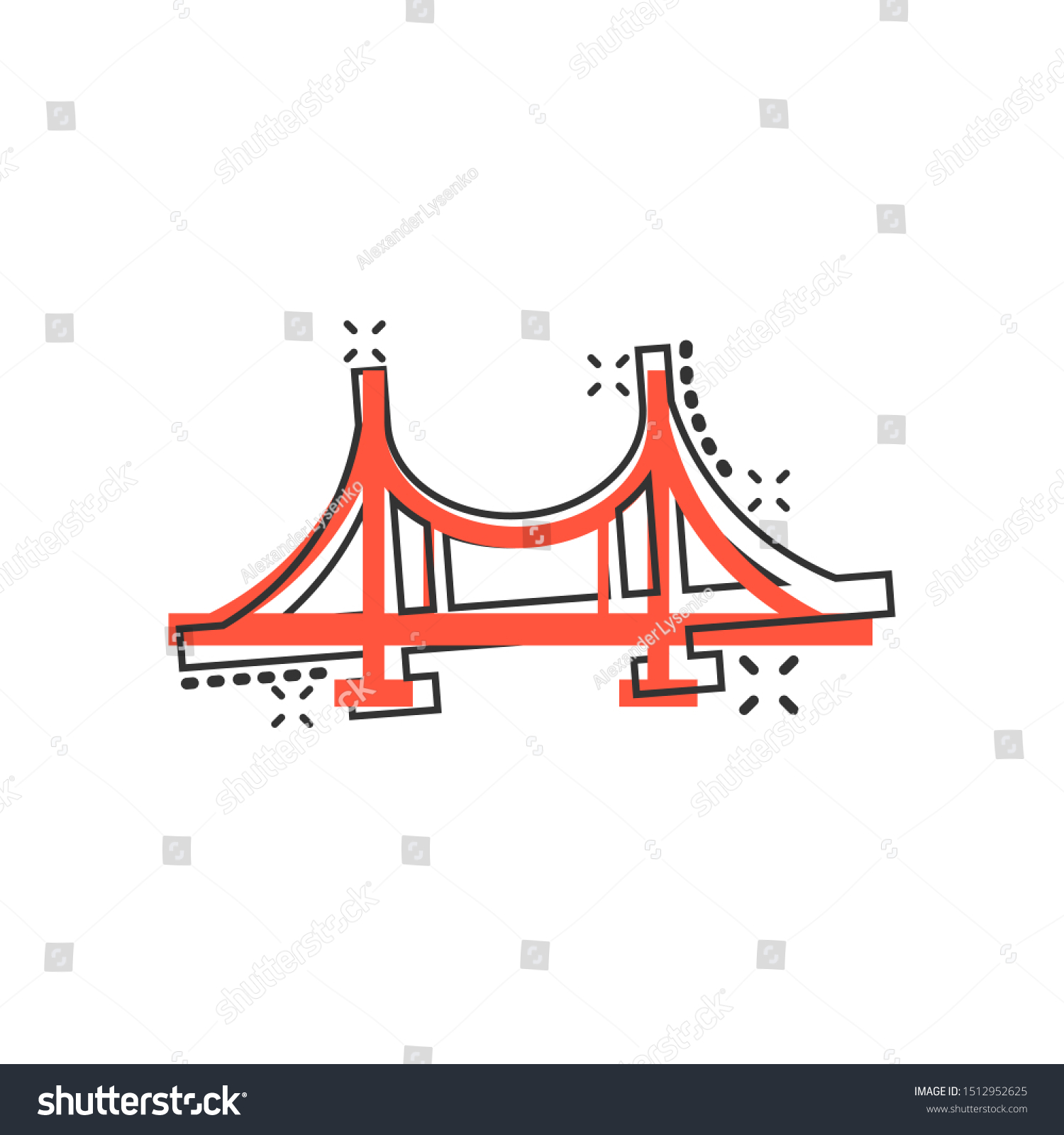 Bridge Sign Icon Comic Style Drawbridge Stock Vector Royalty Free