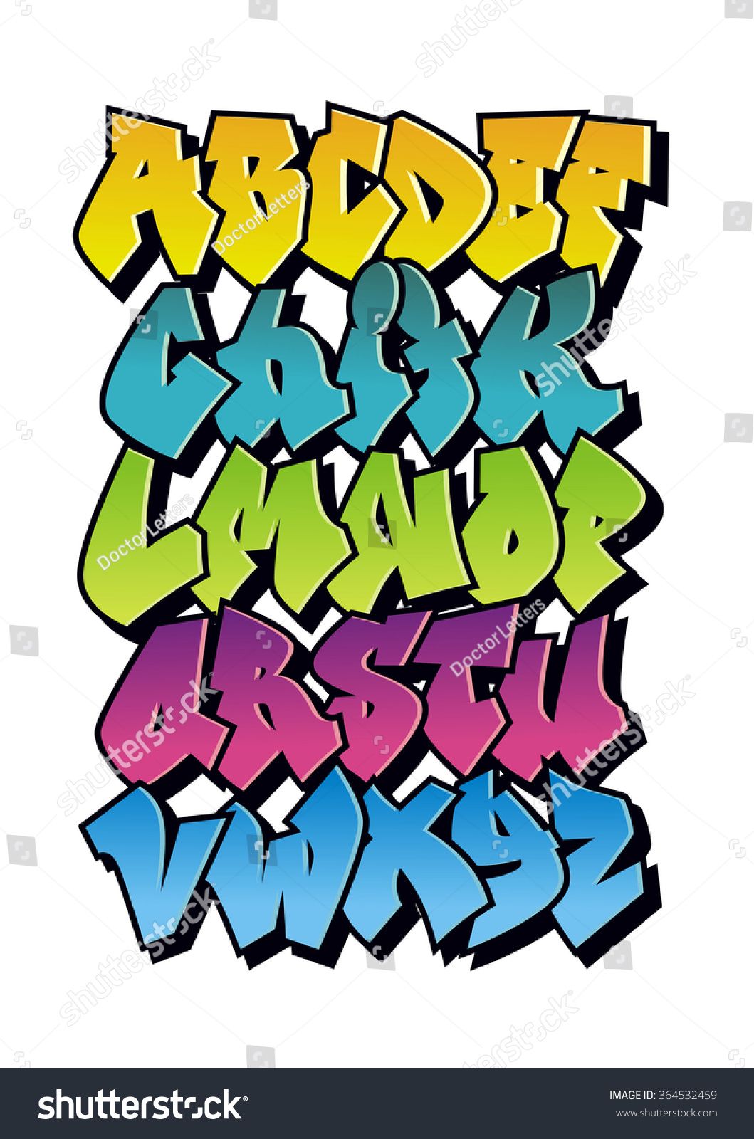 Bright Cartoon Comic Graffiti Font Alphabet Vector Image 77728 T ...