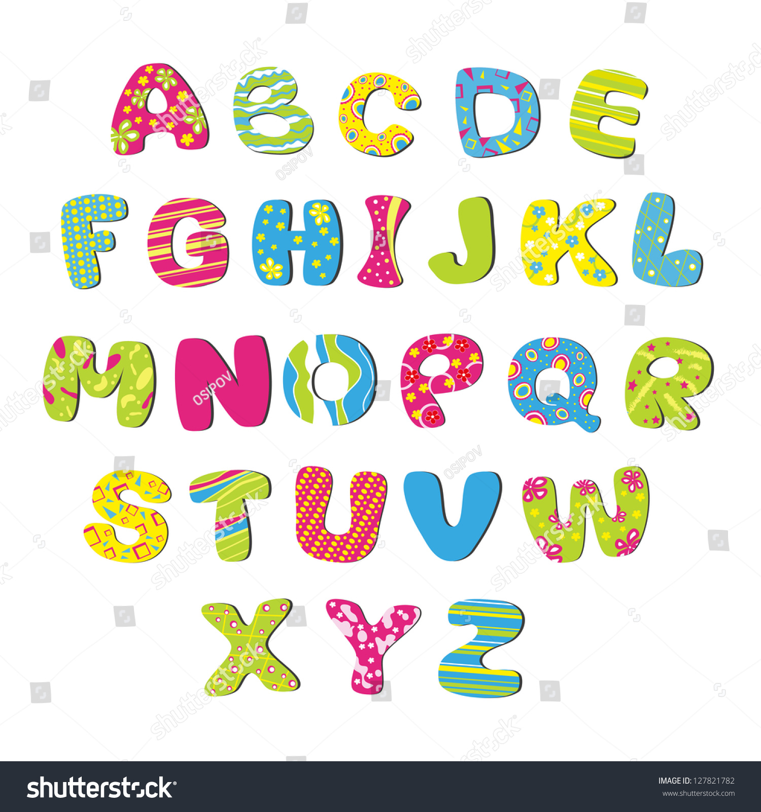 Bright Children'S Alphabet Stock Vector Illustration 127821782 ...