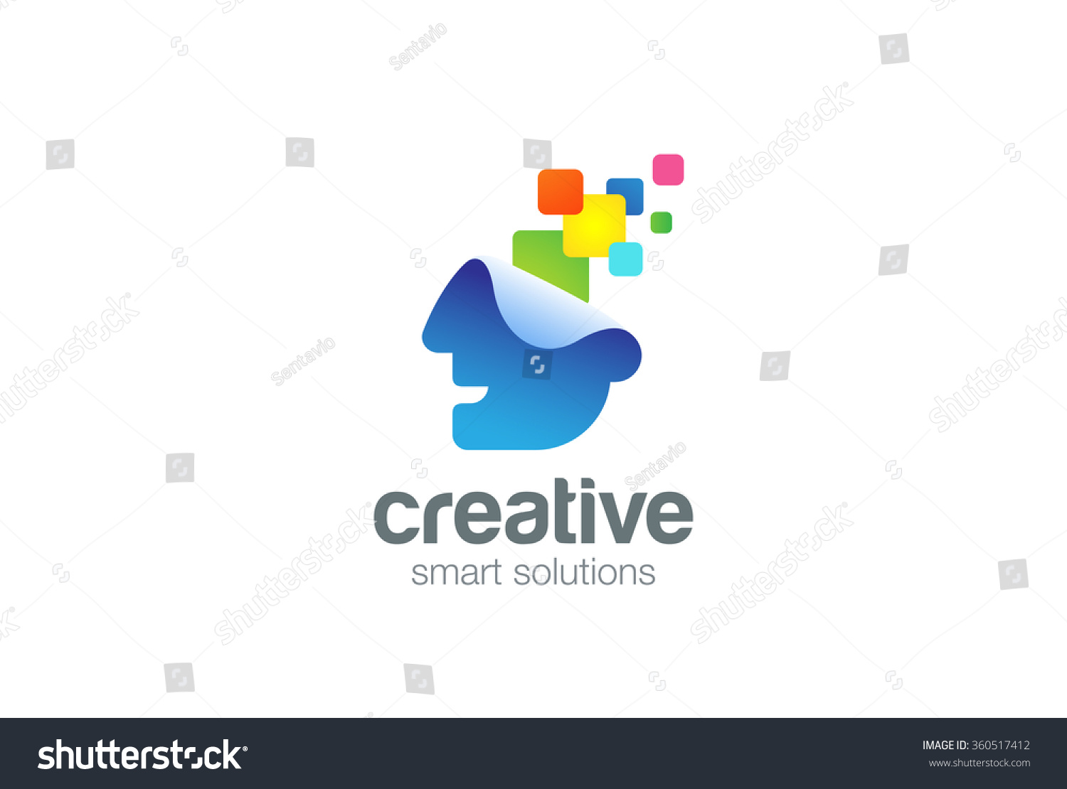 Bright Creative Ideas Think Head Logo Stock Vector Royalty Free