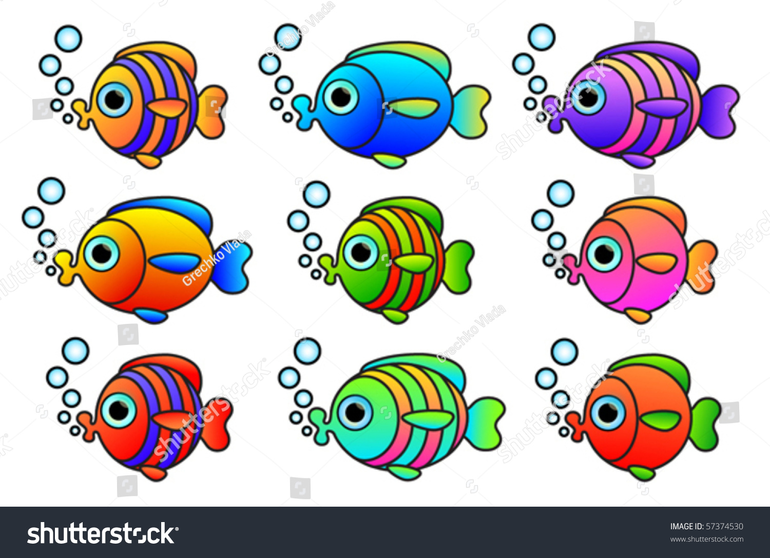 Bright Fishes Stock Vector Illustration 57374530 : Shutterstock