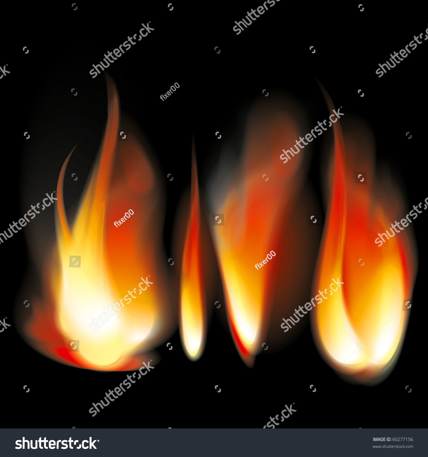 Bright Flame Tongues With Smoke. Transparent. Vector Illustration ...