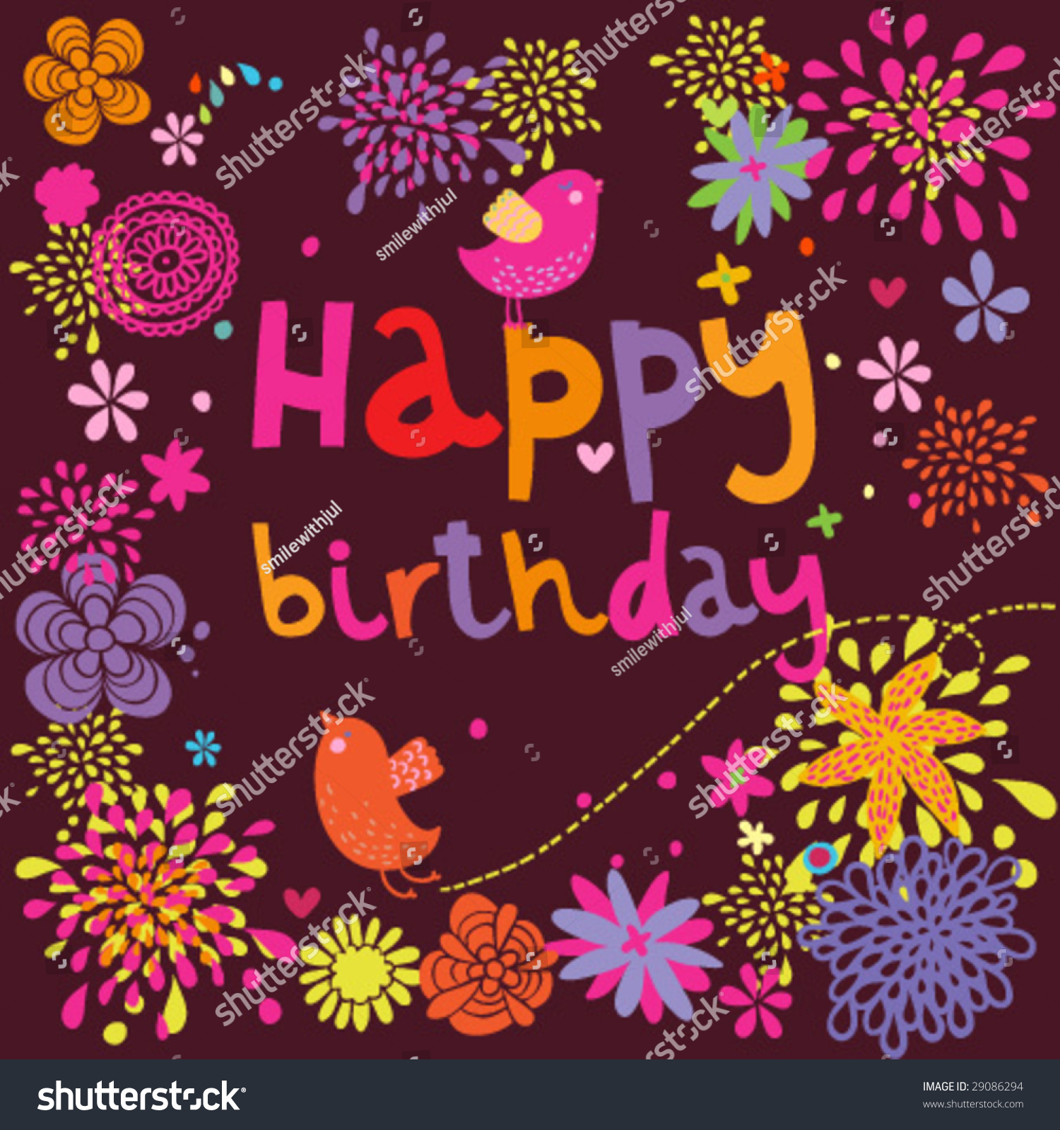 Bright Happy Birthday Background Stock Vector 29086294 ...