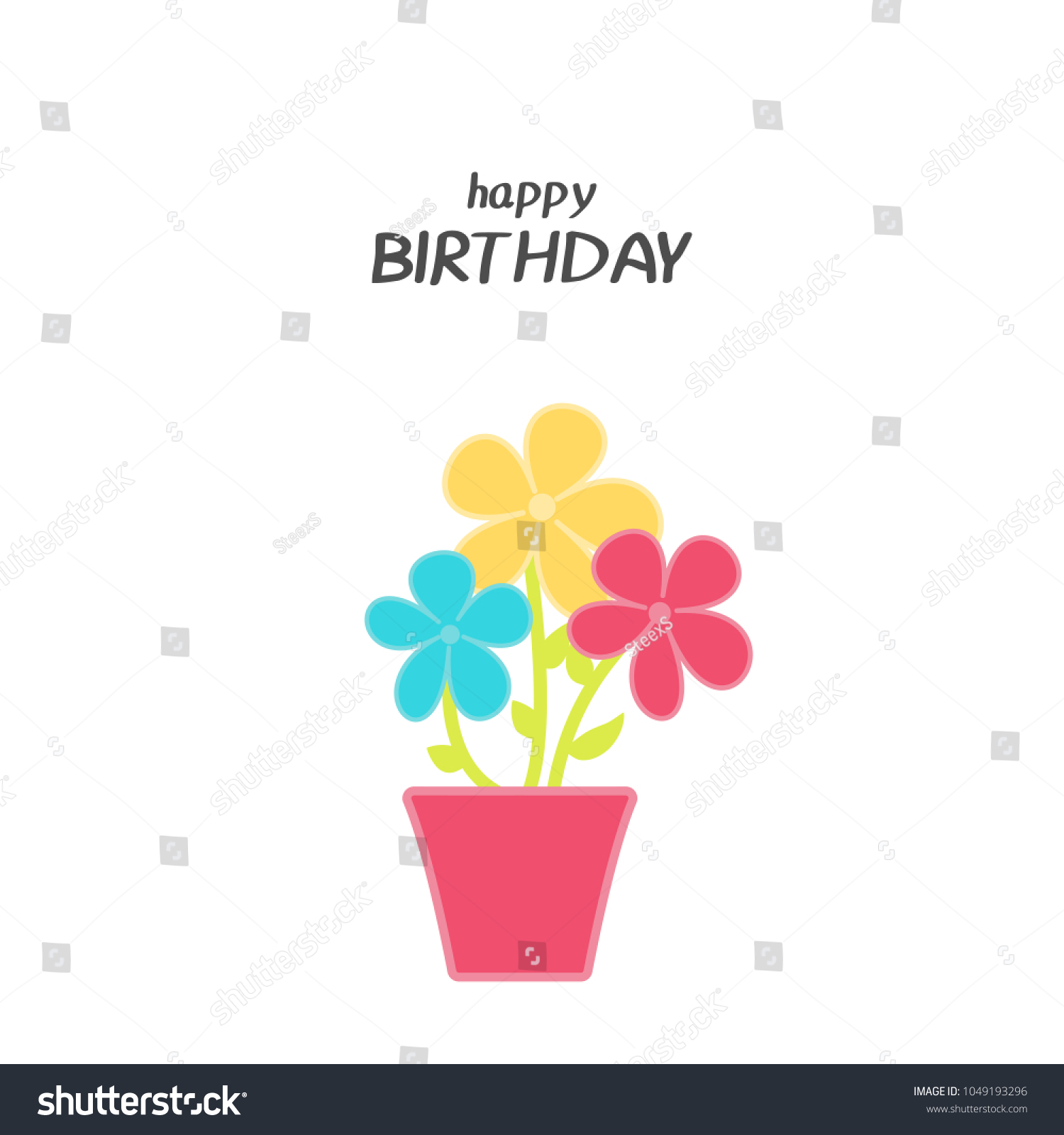 Bright Happy Birthday Greeting Card Flowers Stock Vector Royalty Free 1049193296