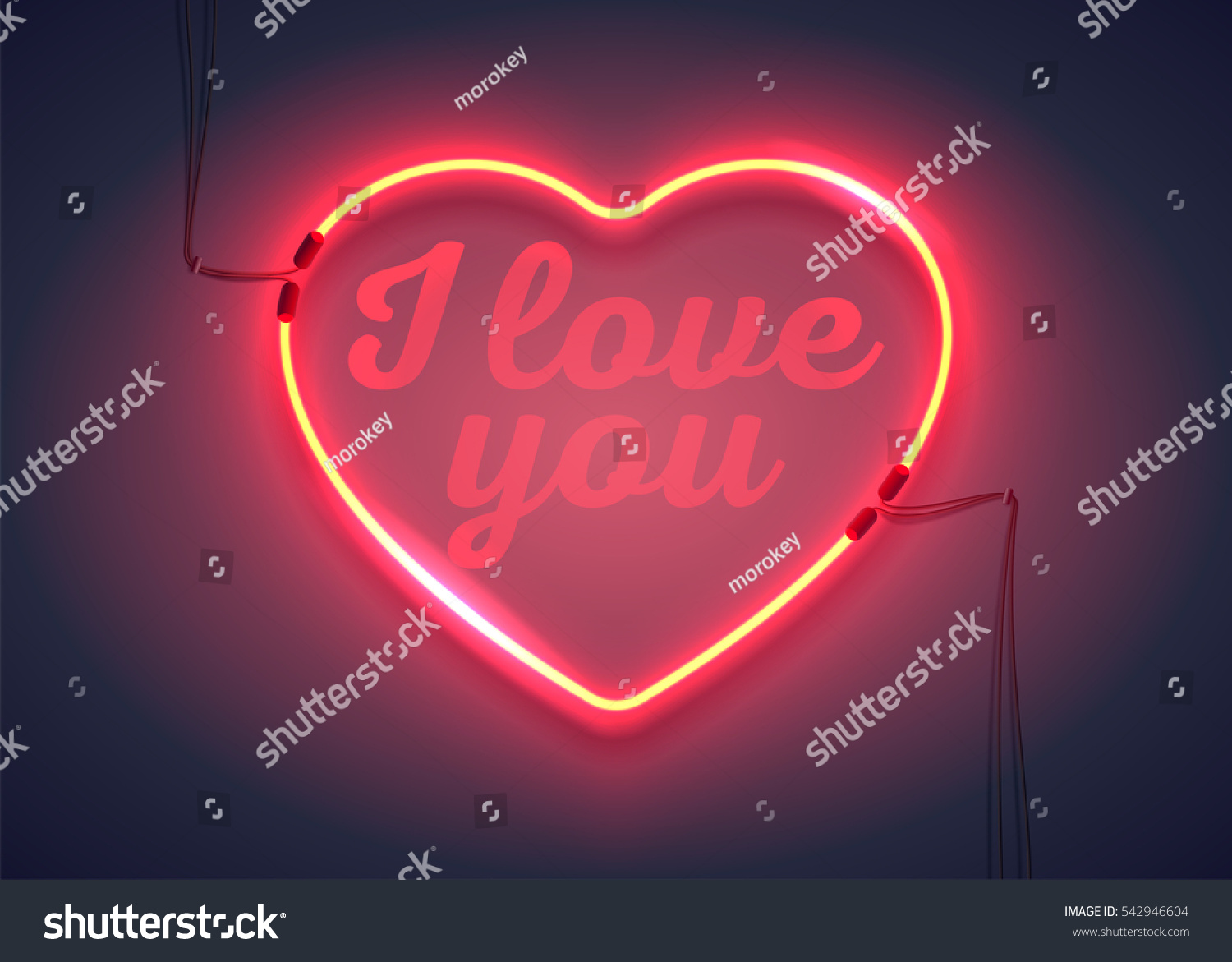 Bright Heart Neon Sign Love You Stock Vector 542946604 - Shutterstock