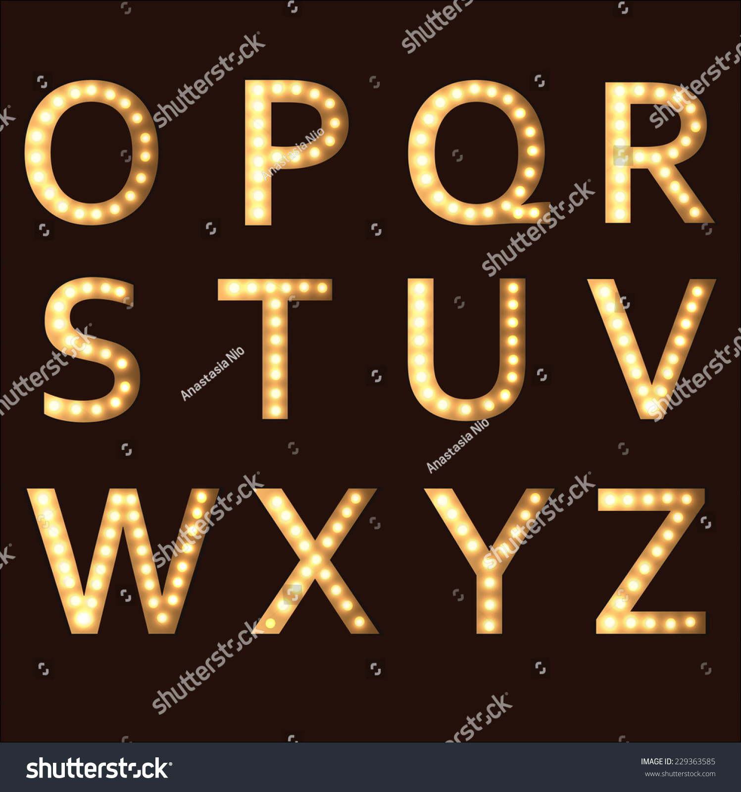 Bright Lights Letters: Part 2 Of The Alphabet. Broadway Style Stock ...