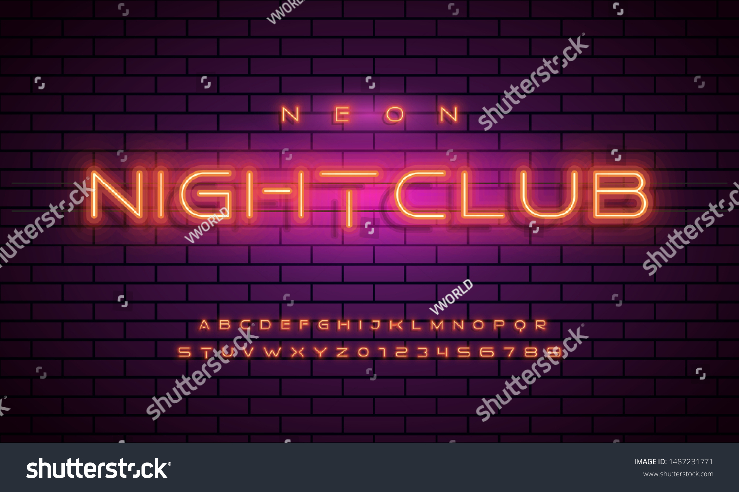 Bright Neon Alphabet Letters Numbers Symbols Stock Vector (Royalty Free ...