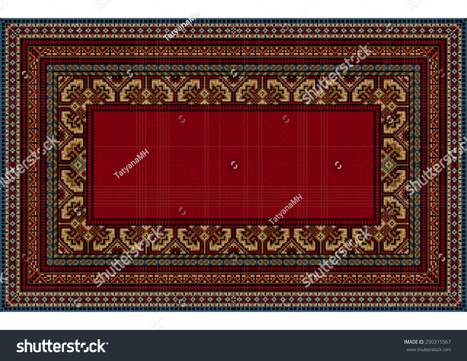 SVG of Bright pattern of the carpet with motley border and a red center in the old style svg