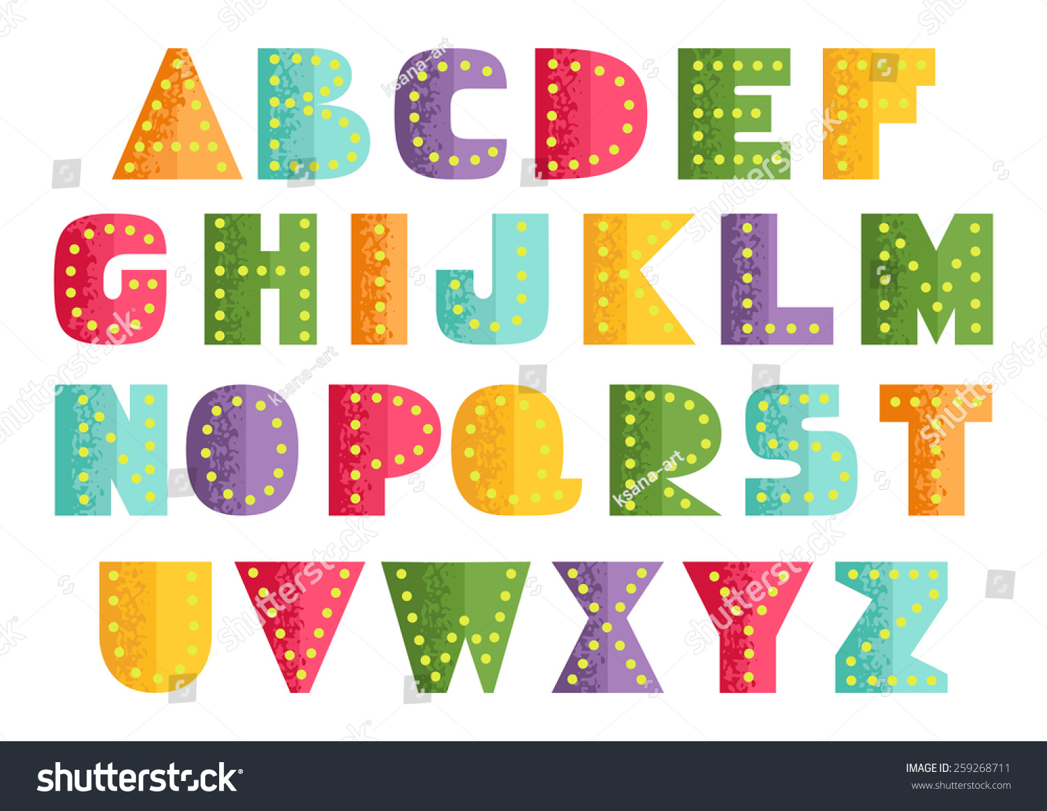 Bright Placard Alphabet Set Colorful Abc Stock Vector 259268711 ...