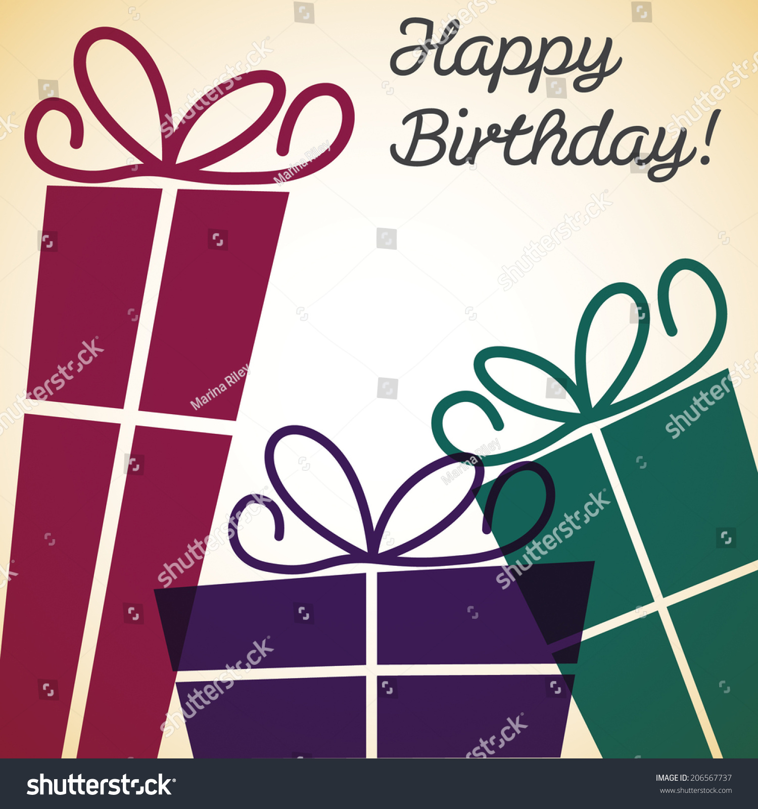 Bright Retro Present Card In Vector Format. - 206567737 : Shutterstock