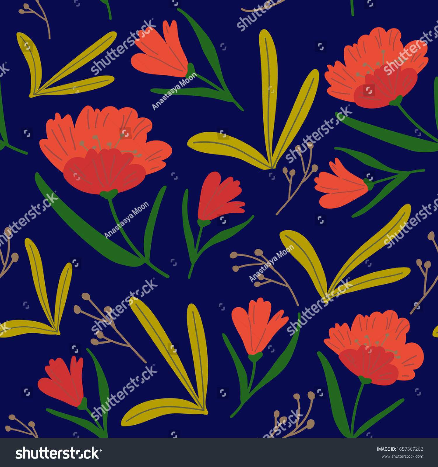 Bright Seamless Floral Ditsy Pattern Fabric Stock Vector Royalty Free 1657869262