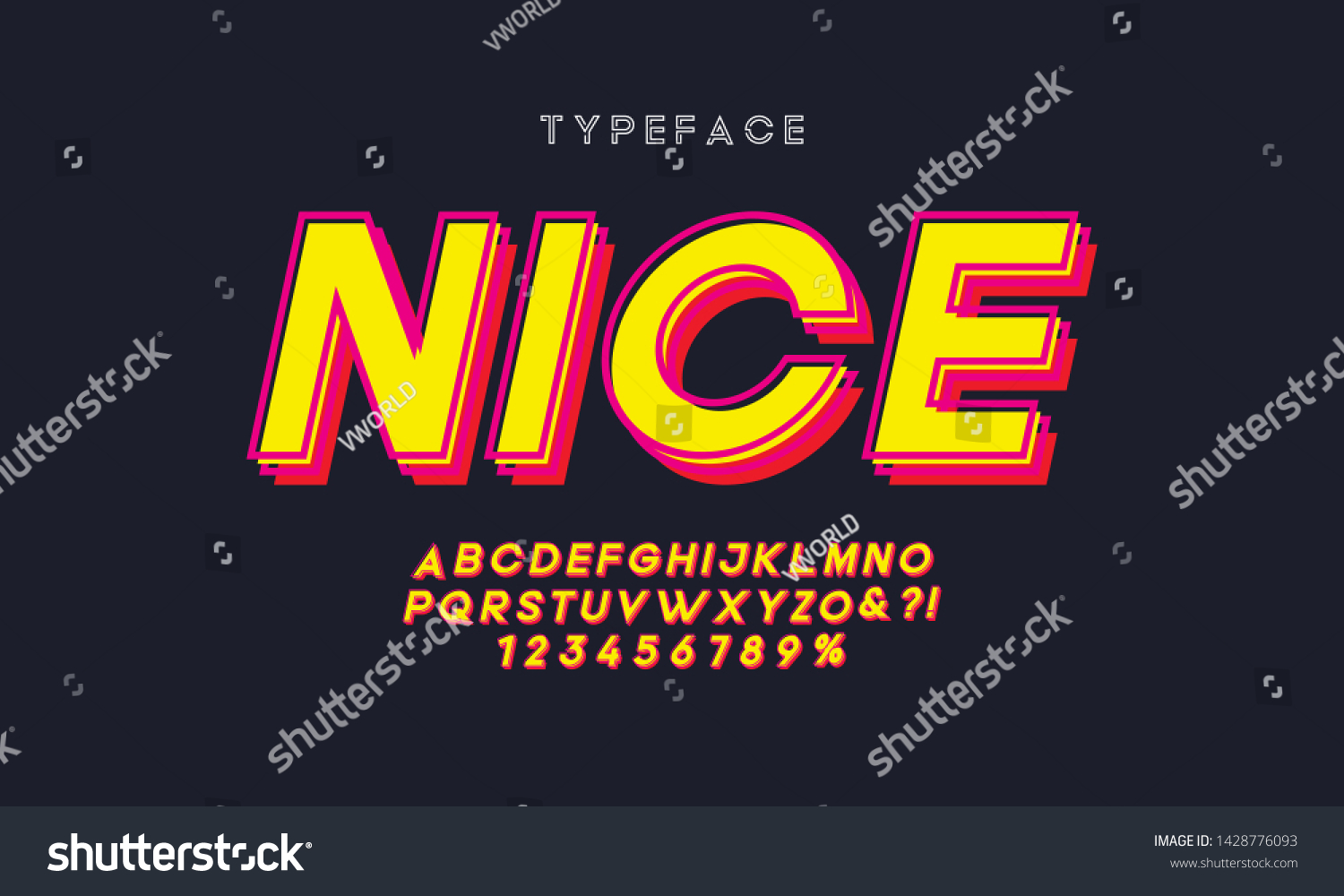 Bright Slanted Alphabet Condensed Display Font Stock Vector Royalty Free 1428776093 