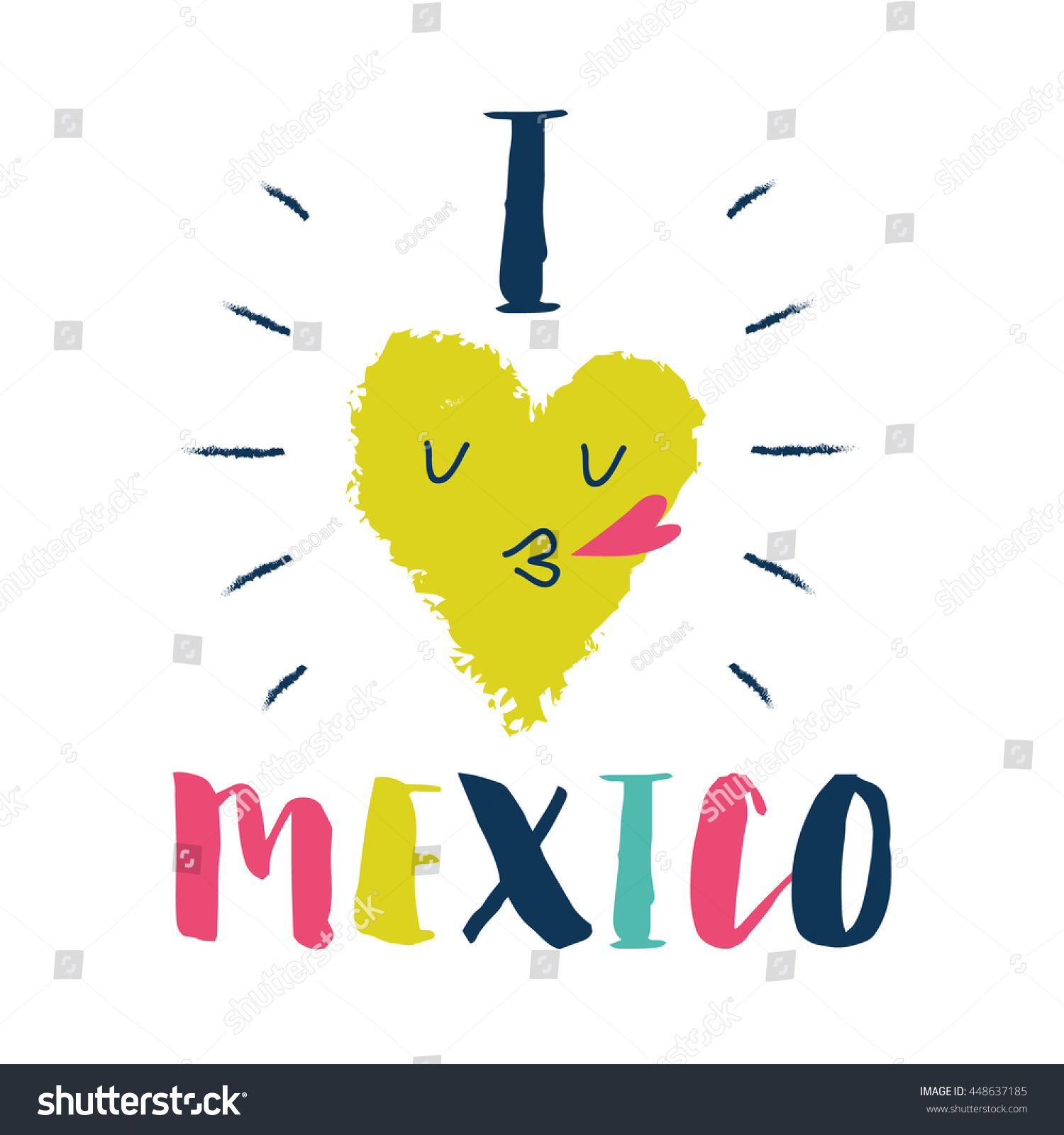 Bright Typographic Card Love Mexico Vector Stock Vector (Royalty Free